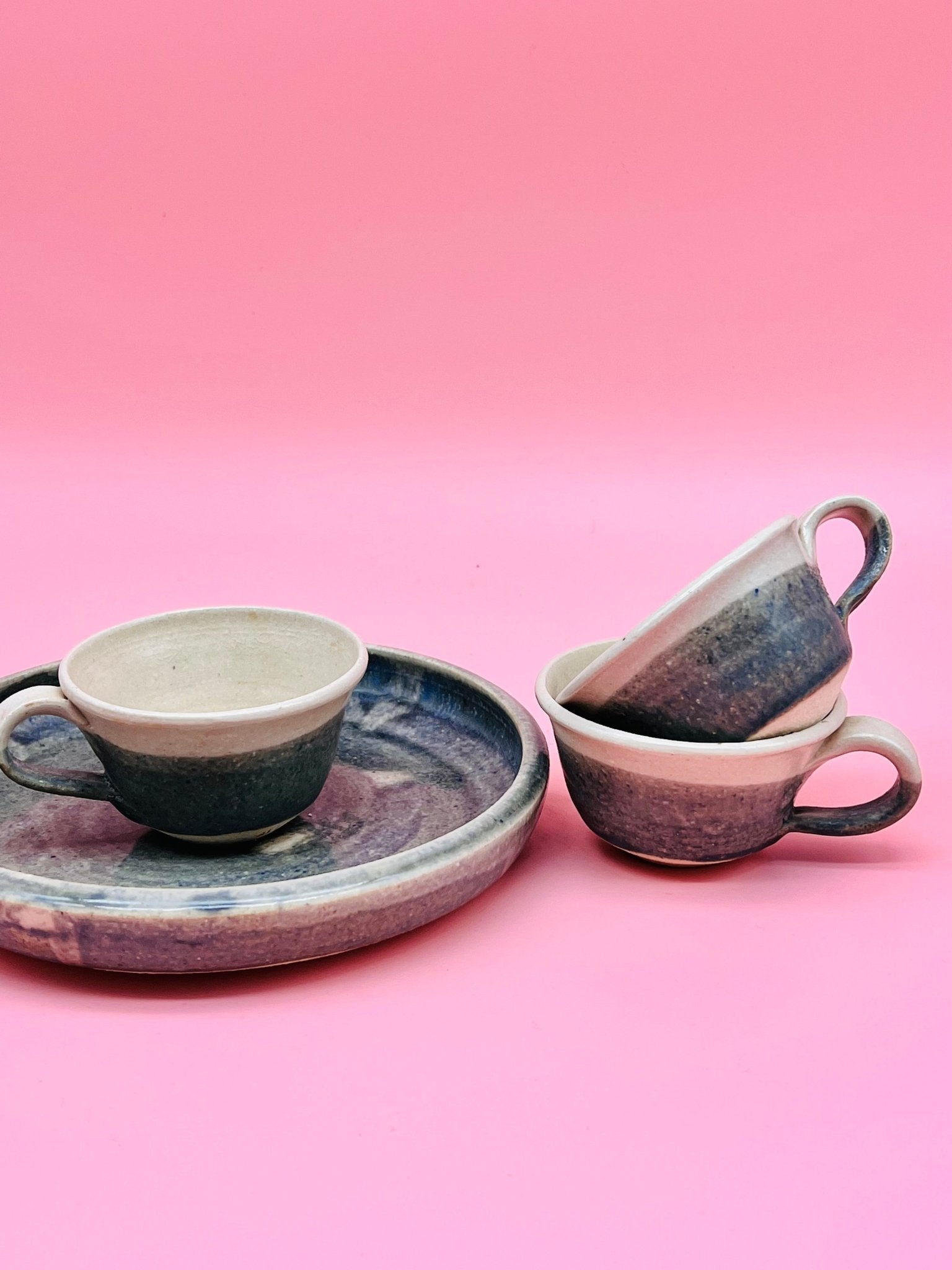 Conjunto bandeja y 3 tazas - moruecoceramicas