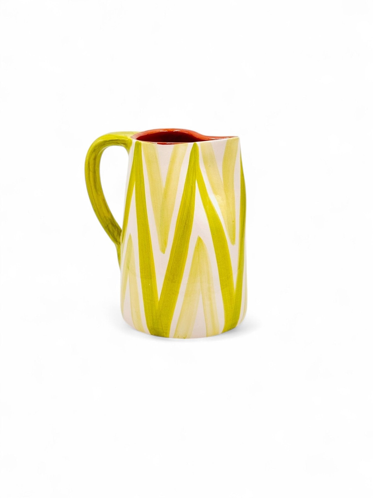 Jarra artesanal TRIBAL verde - moruecoceramicas