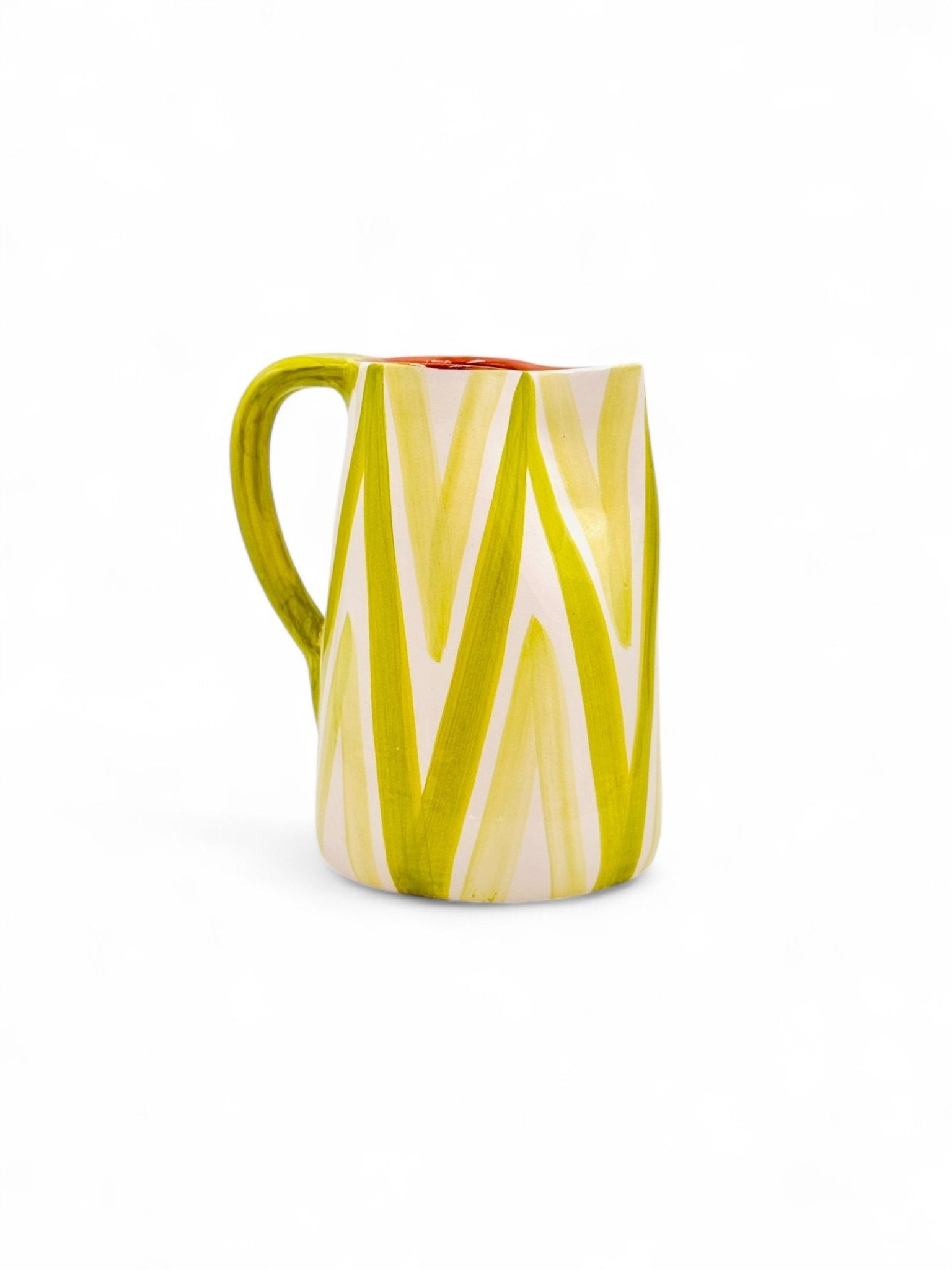 Jarra artesanal TRIBAL verde - moruecoceramicas