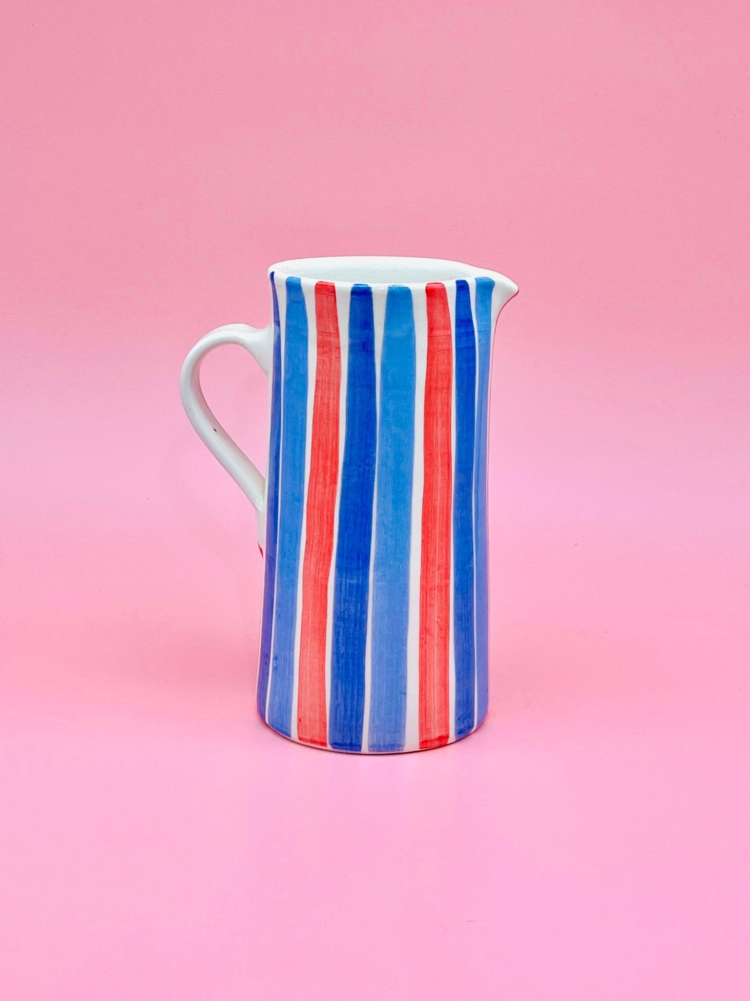 Jarra Blue & Red Stripes Morueco 1,75L - moruecoceramicas