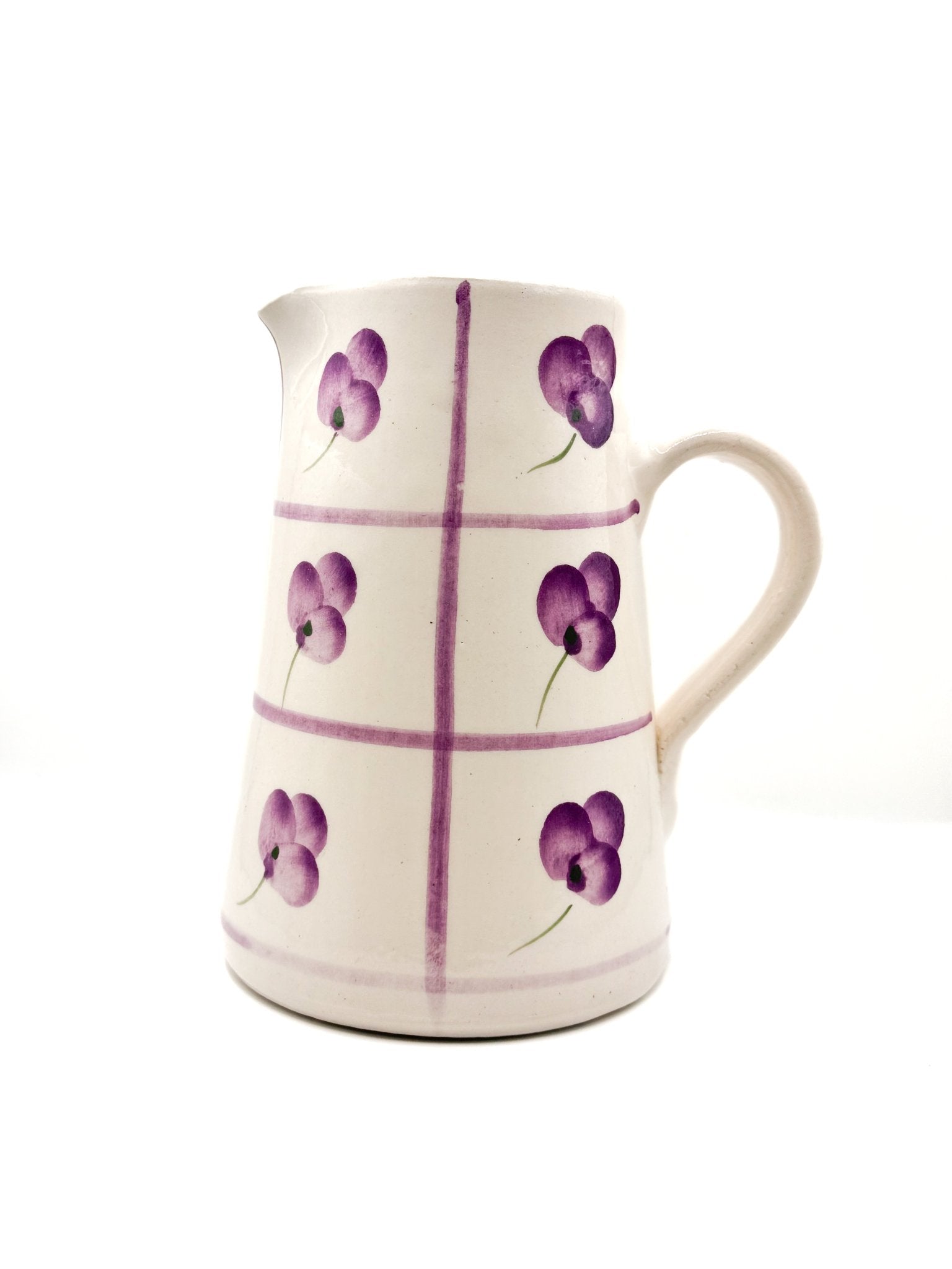 Jarra lechera flores moradas - moruecoceramicas