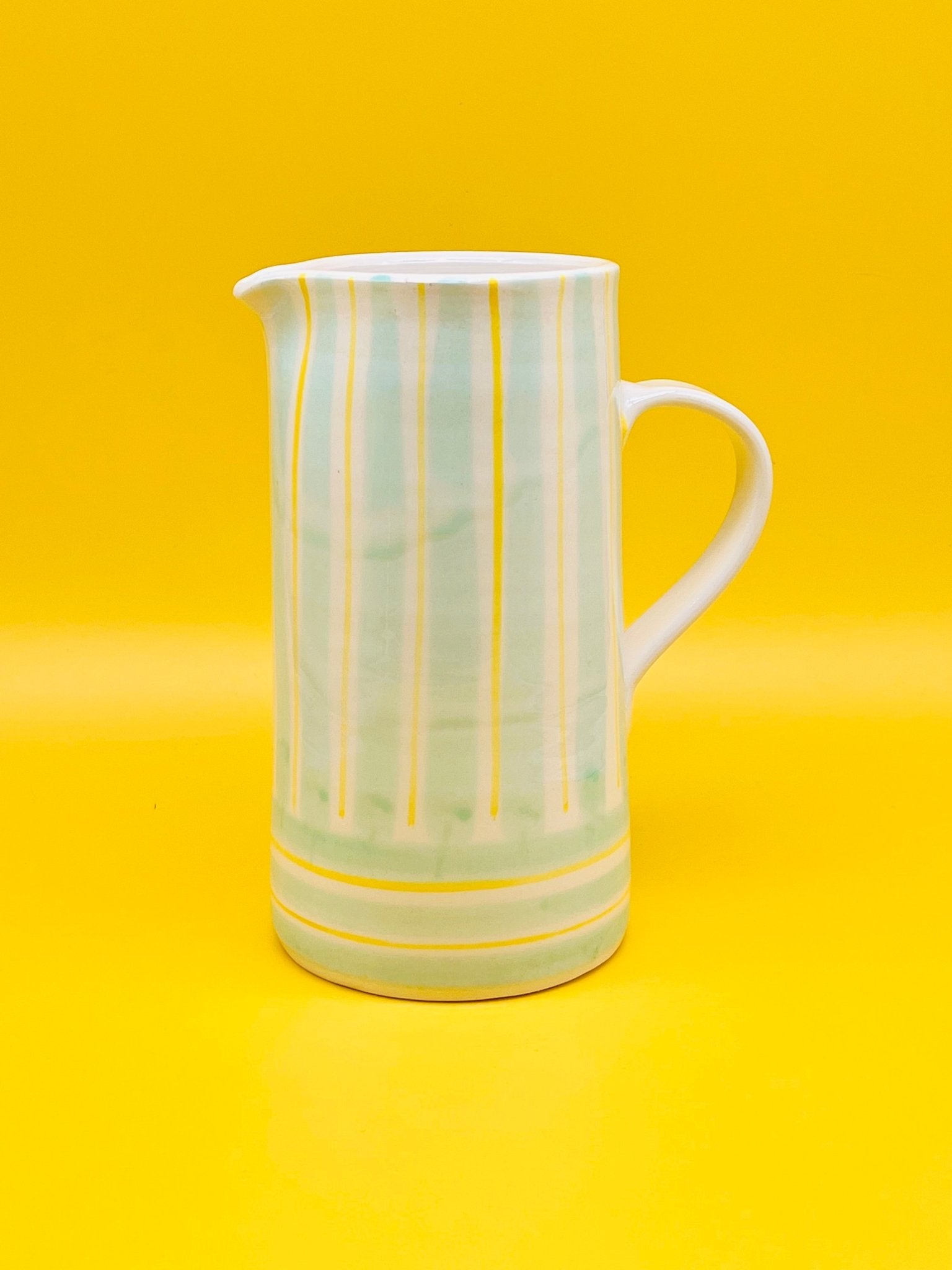 Jarra Yellow-Aqua Stripes Morueco 1,75L - moruecoceramicas