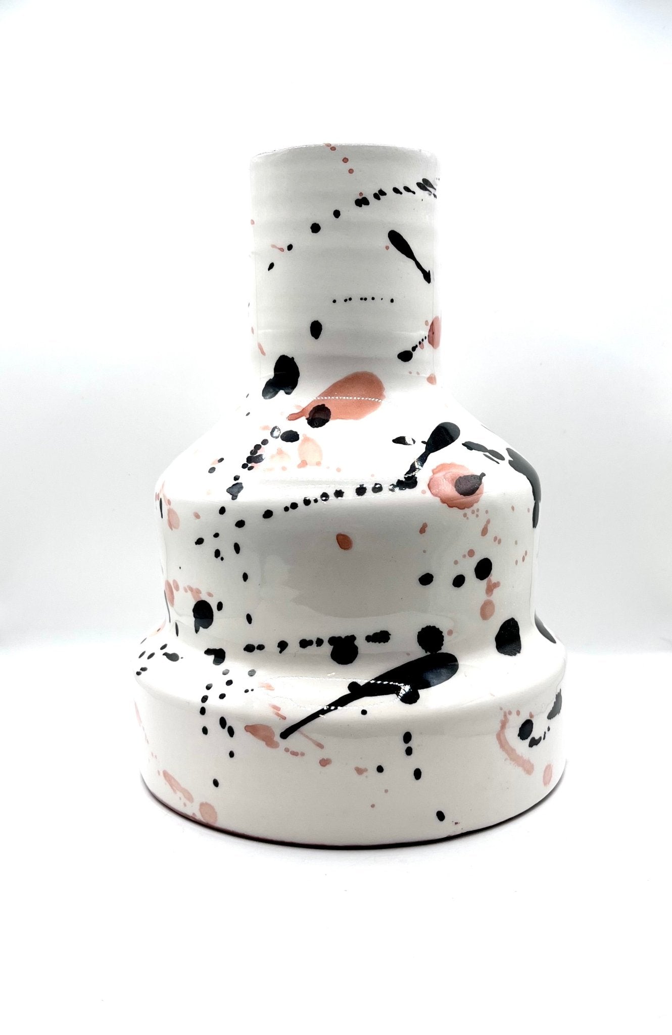 Jarrón salpicado rosa-negro - moruecoceramicas