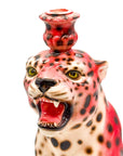 Leopardo rosa portavelas - moruecoceramicas