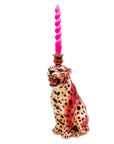 Leopardo rosa portavelas - moruecoceramicas