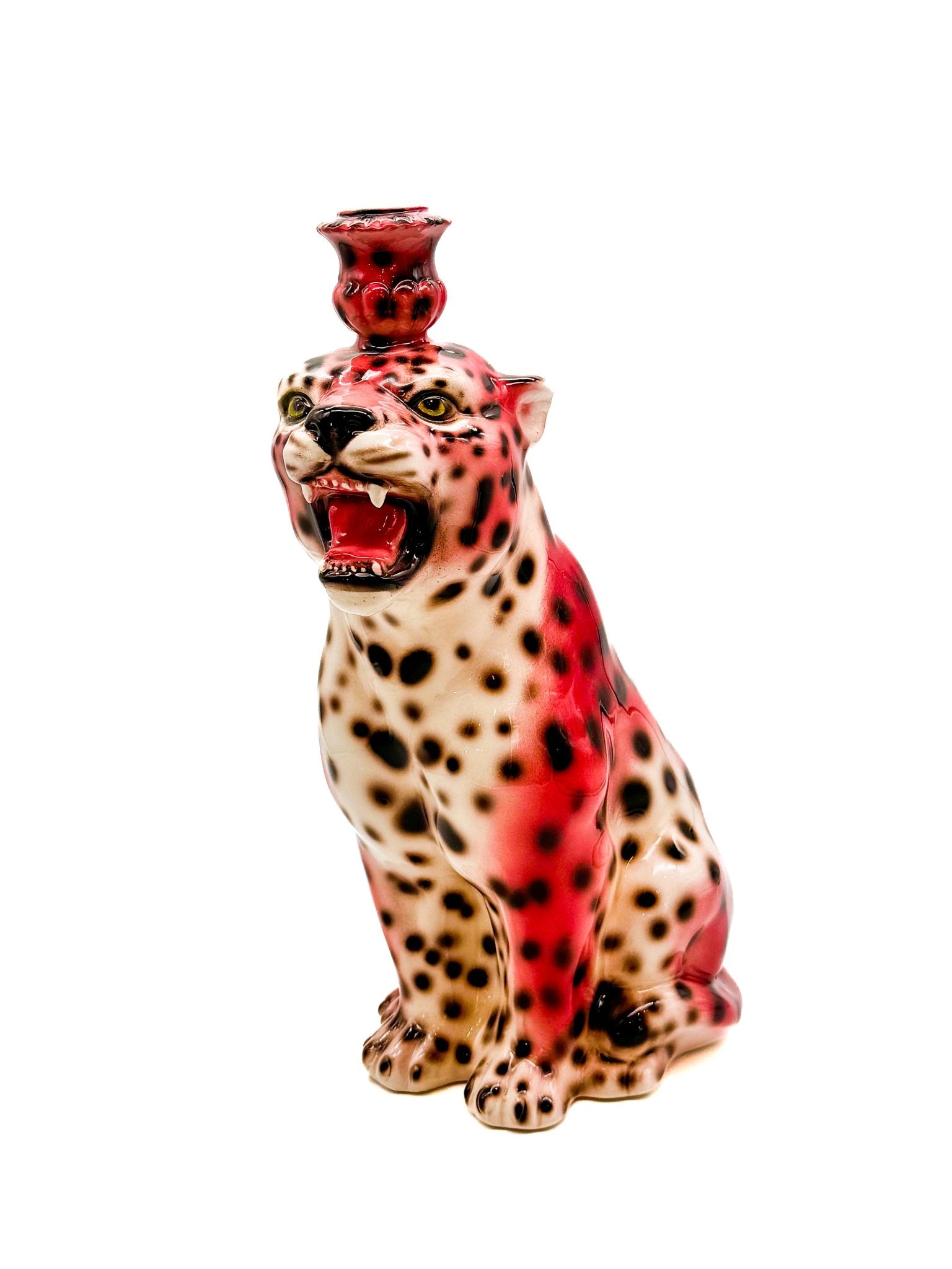 Leopardo rosa portavelas - moruecoceramicas