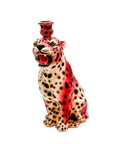 Leopardo rosa portavelas - moruecoceramicas