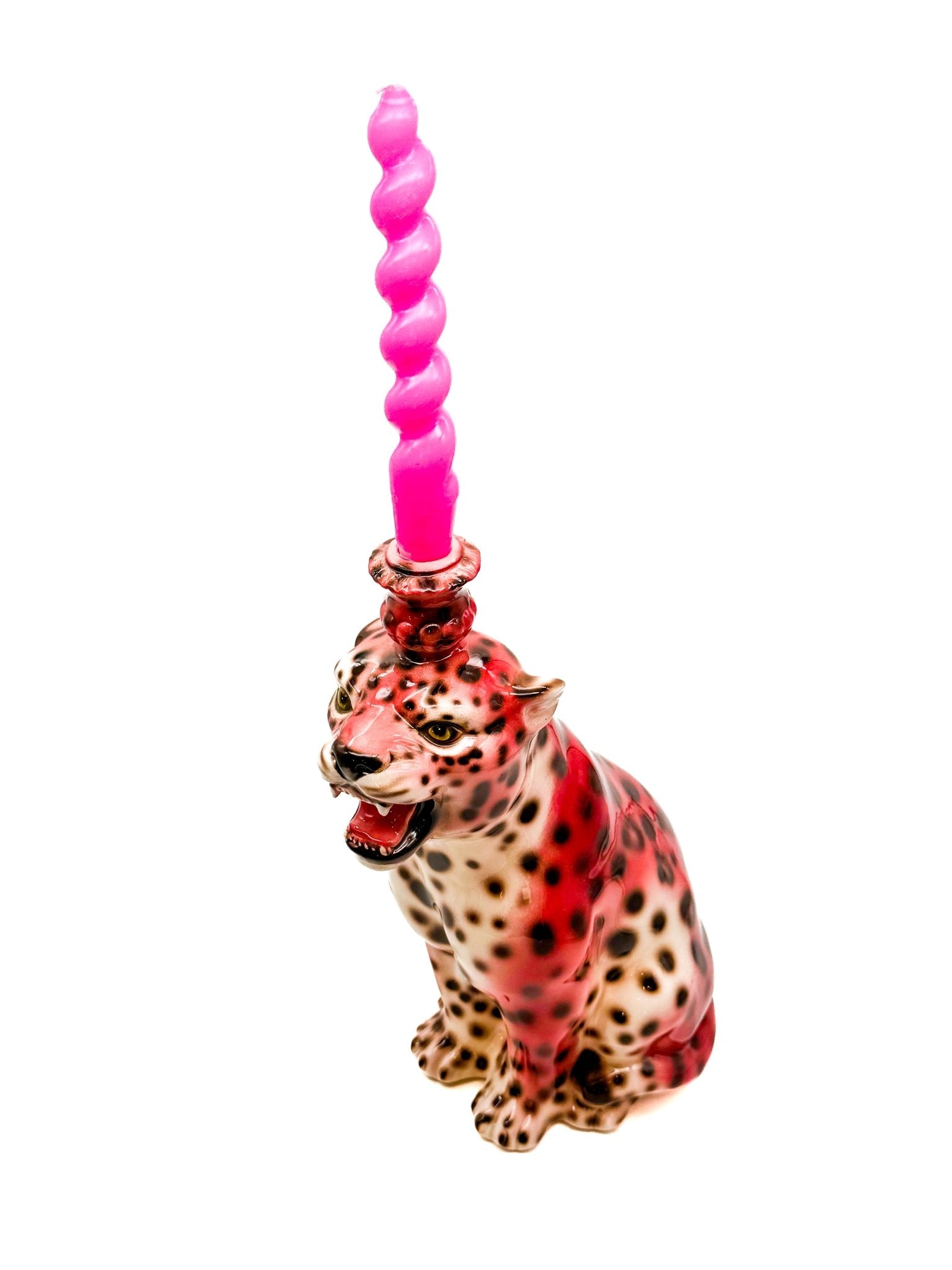 Leopardo rosa portavelas - moruecoceramicas