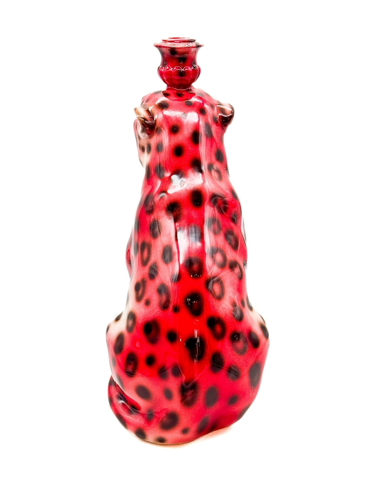 Leopardo rosa portavelas - moruecoceramicas