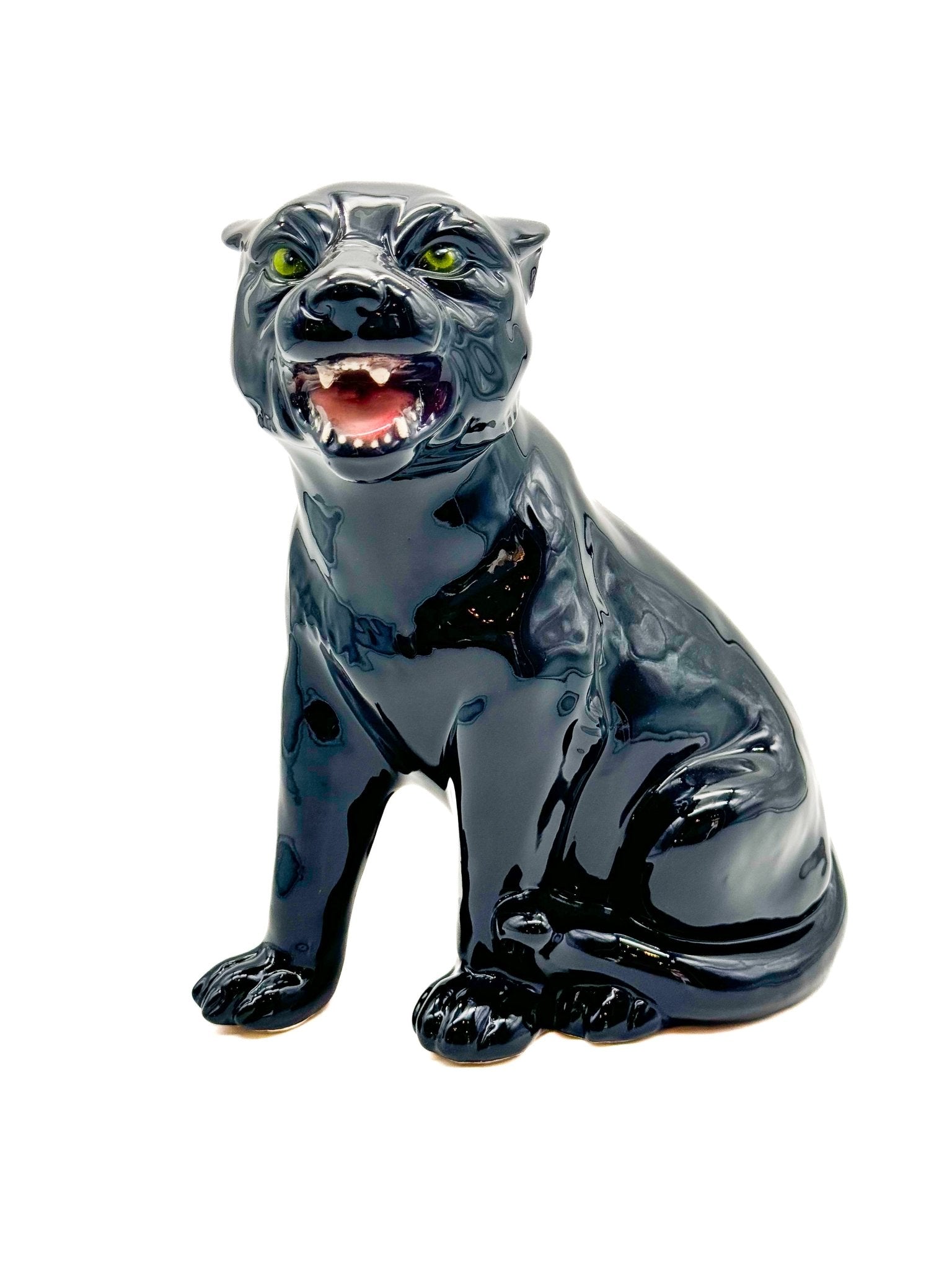 Pantera sentada rugiendo - moruecoceramicas