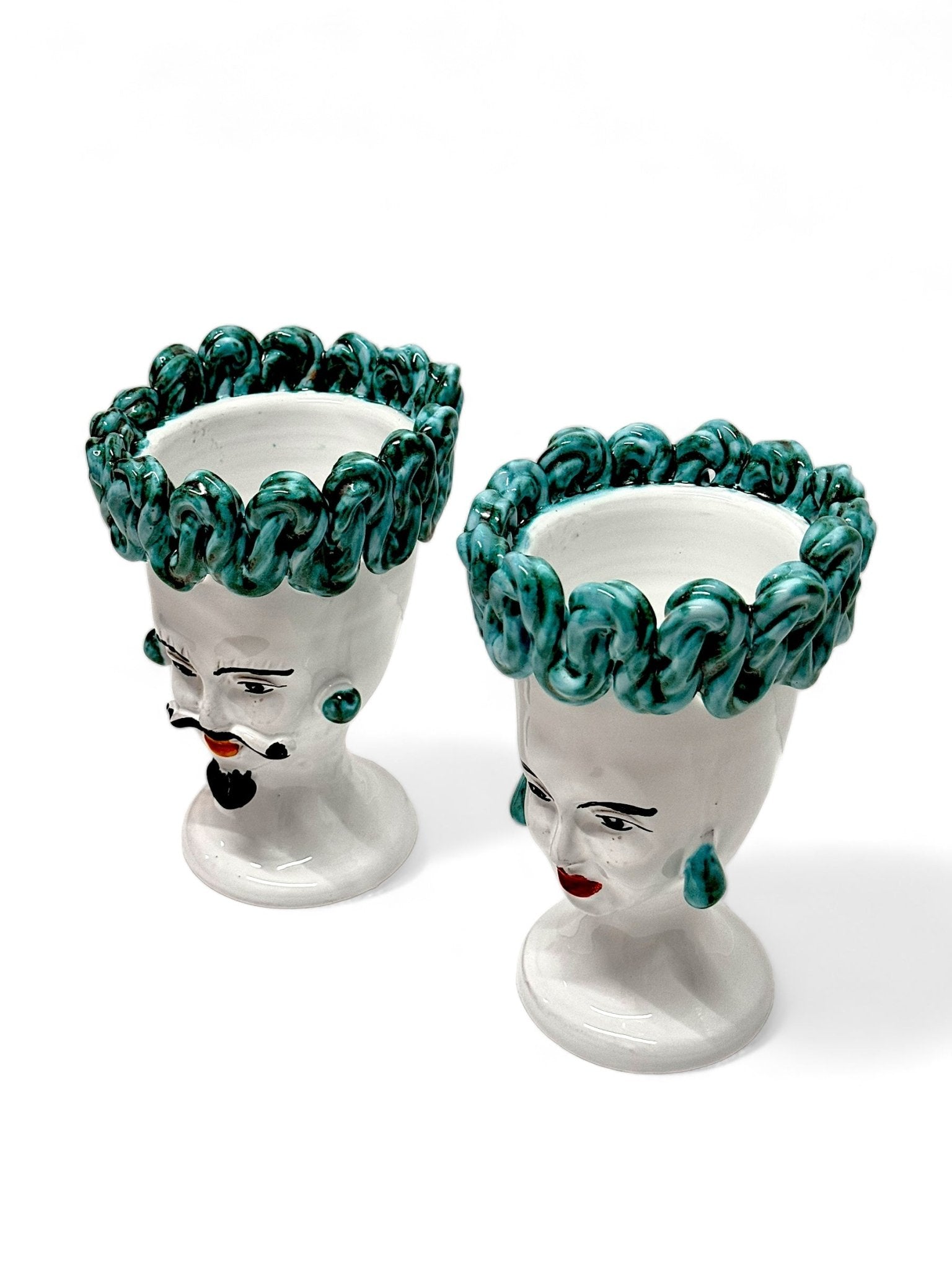 Pareja de Cabezas blancas con rizo - moruecoceramicas
