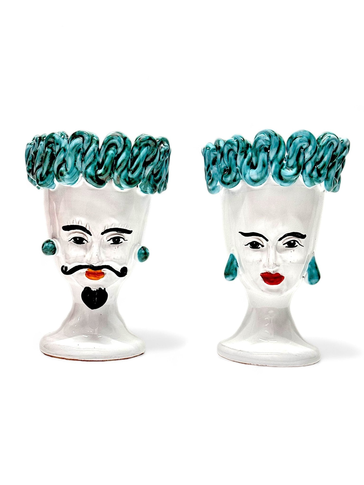 Pareja de Cabezas blancas con rizo - moruecoceramicas