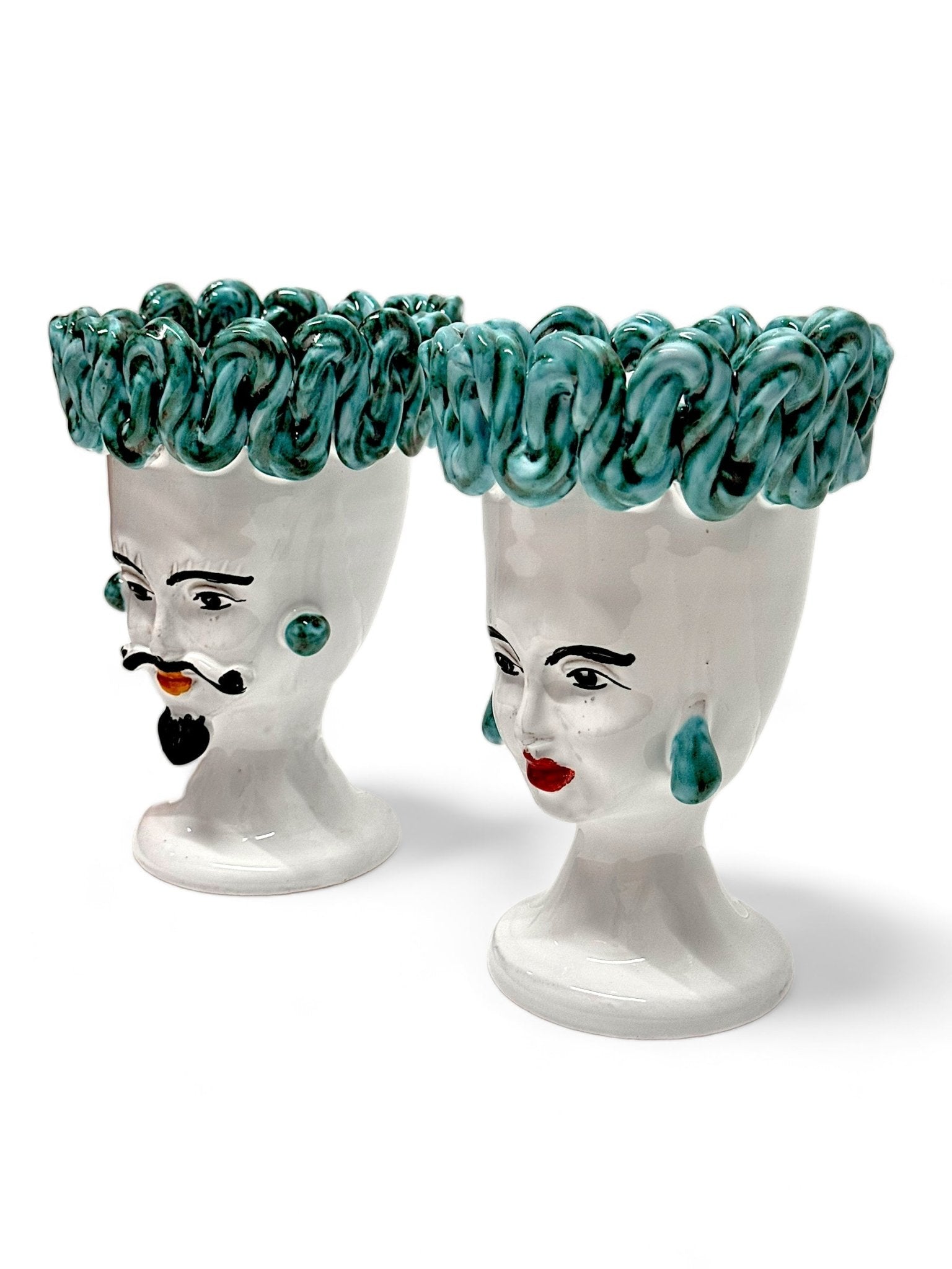 Pareja de Cabezas blancas con rizo - moruecoceramicas