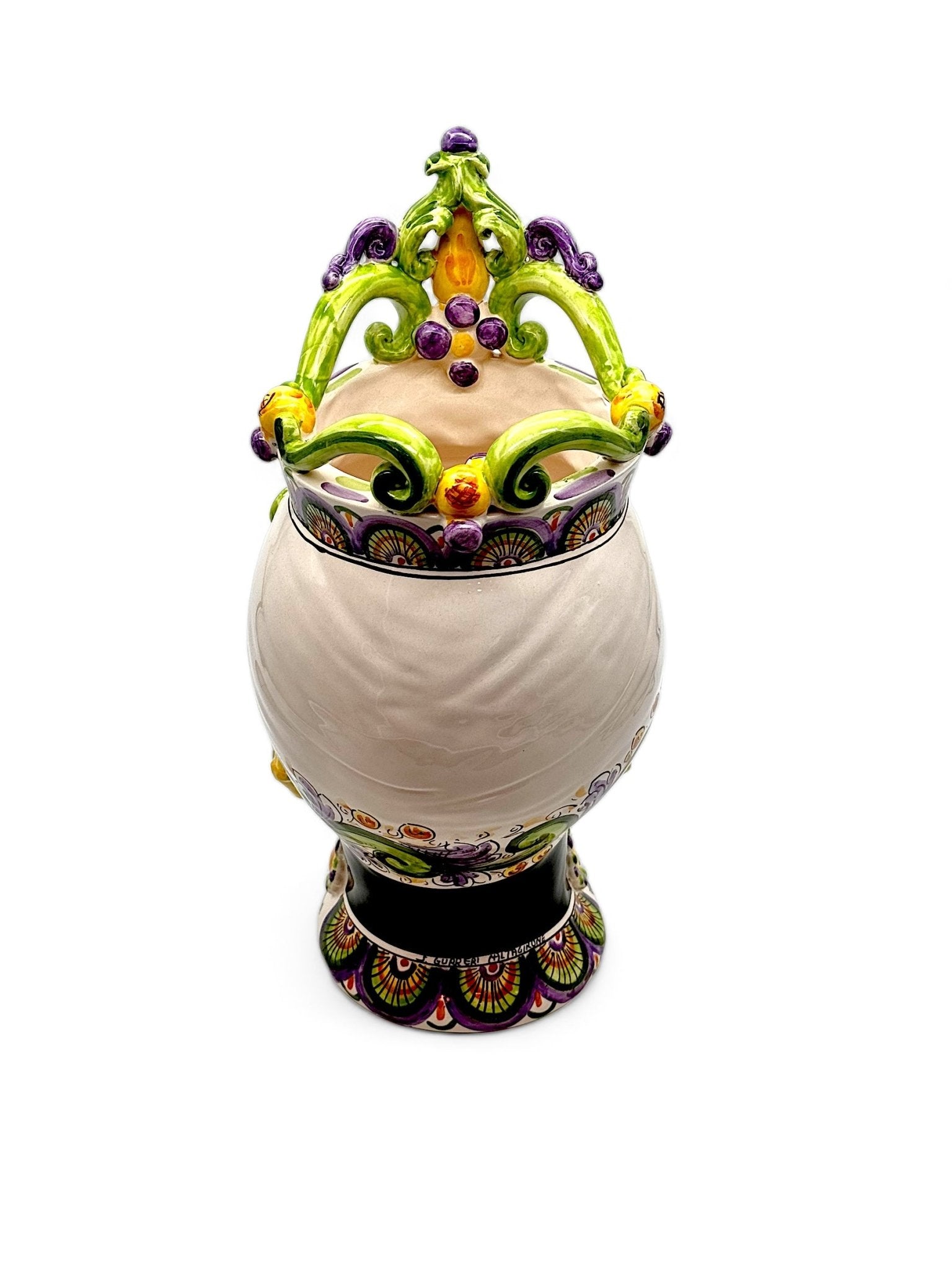 Pareja de cabezas de Reyes con corona violeta y verde - moruecoceramicas