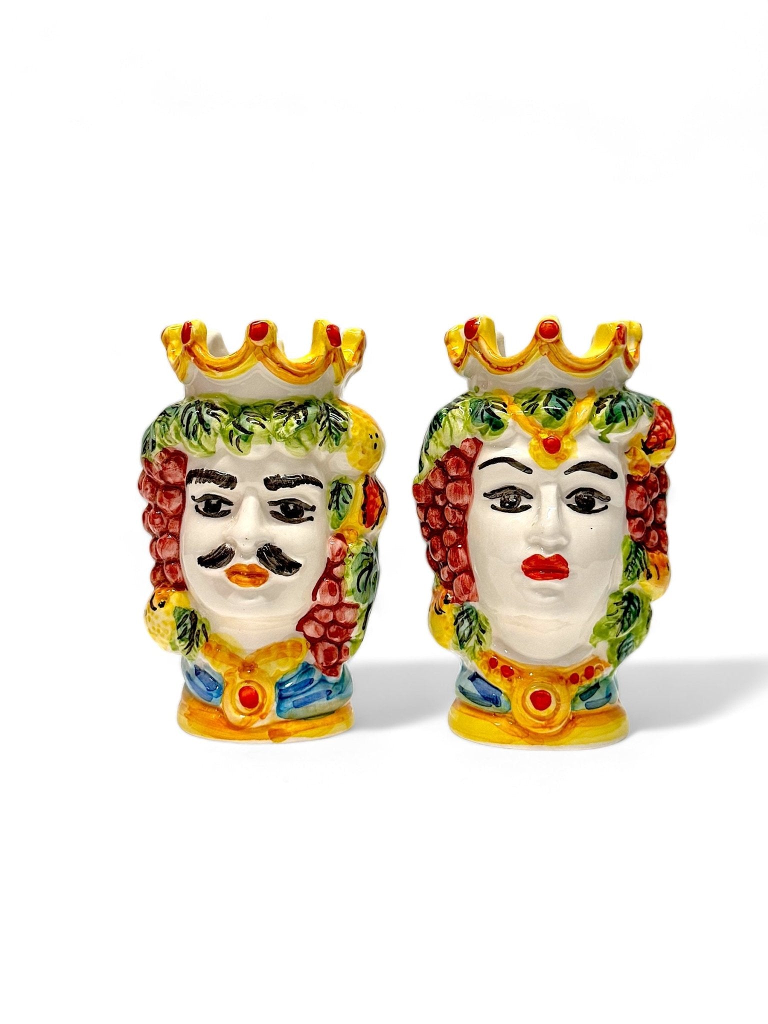 Pareja de cabezas de reyes sicilianos (13x9) cielo - moruecoceramicas
