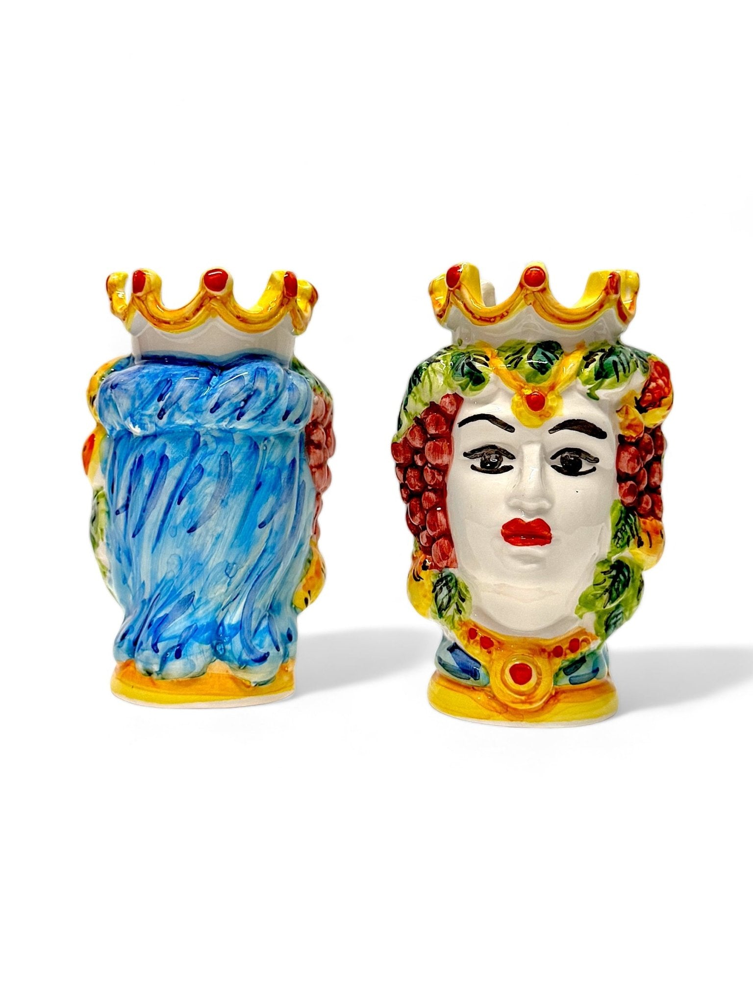 Pareja de cabezas de reyes sicilianos (13x9) cielo - moruecoceramicas