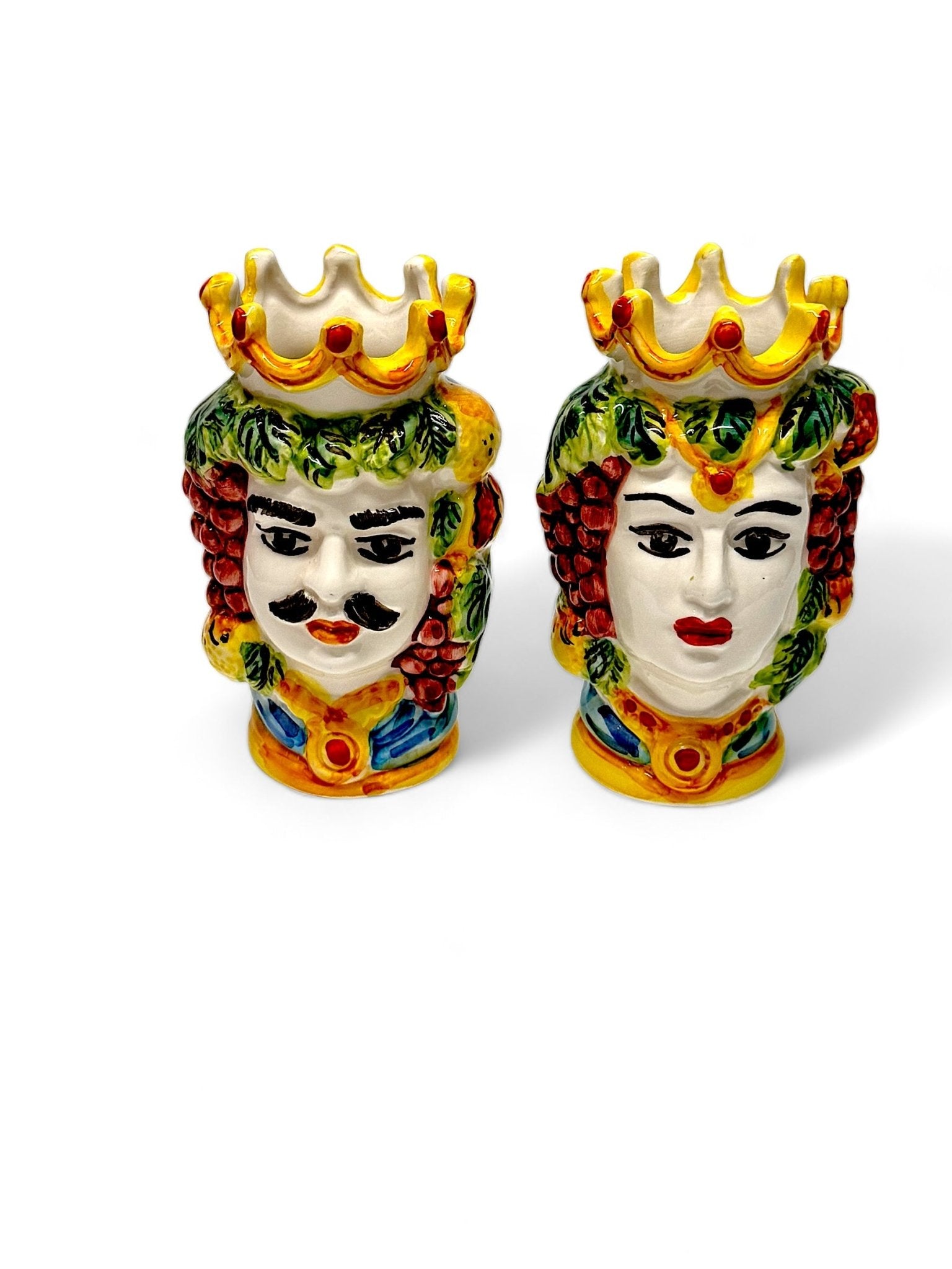 Pareja de cabezas de reyes sicilianos (13x9) cielo - moruecoceramicas