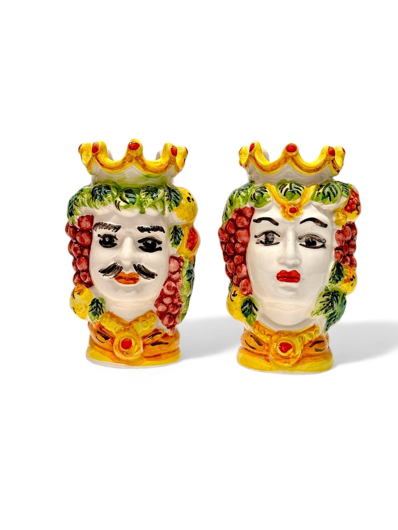 Pareja de cabezas de reyes sicilianos (13x9) naranjas - moruecoceramicas