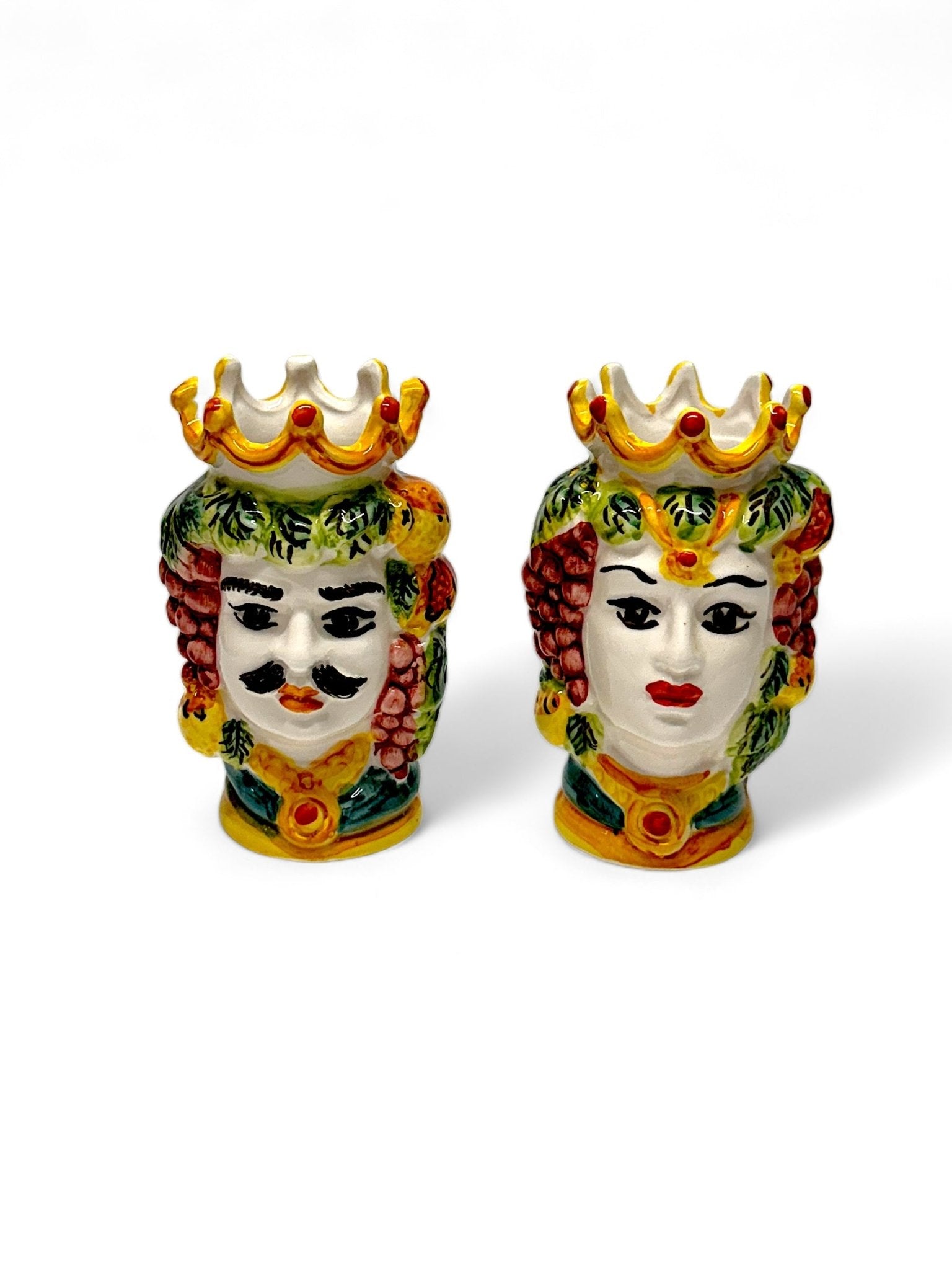 Pareja de cabezas de reyes sicilianos (13x9) petróleo - moruecoceramicas