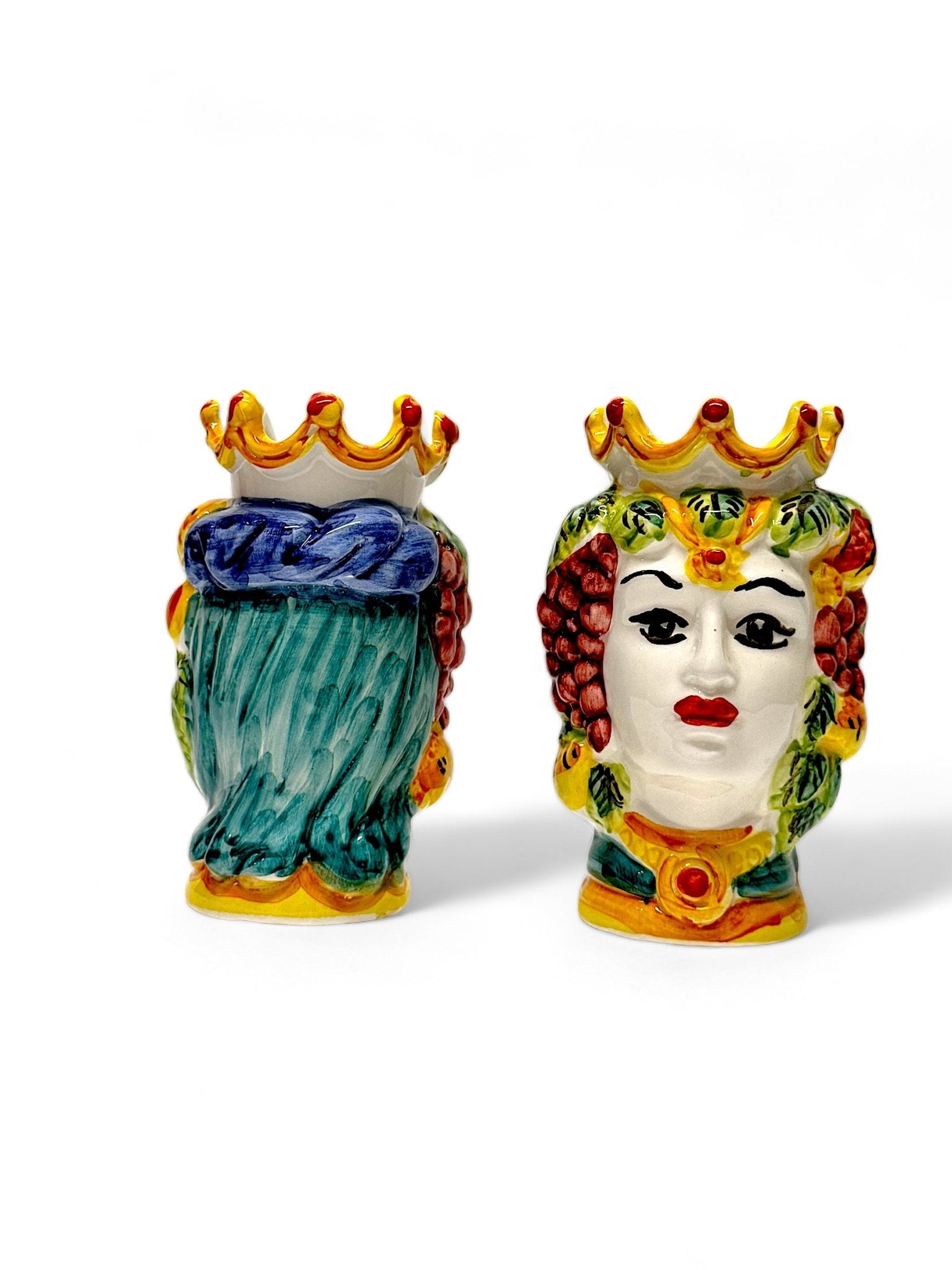 Pareja de cabezas de reyes sicilianos (13x9) petróleo - moruecoceramicas