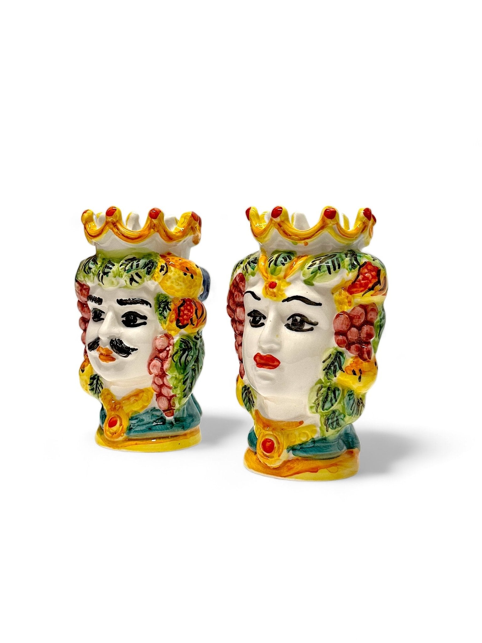 Pareja de cabezas de reyes sicilianos (13x9) petróleo - moruecoceramicas
