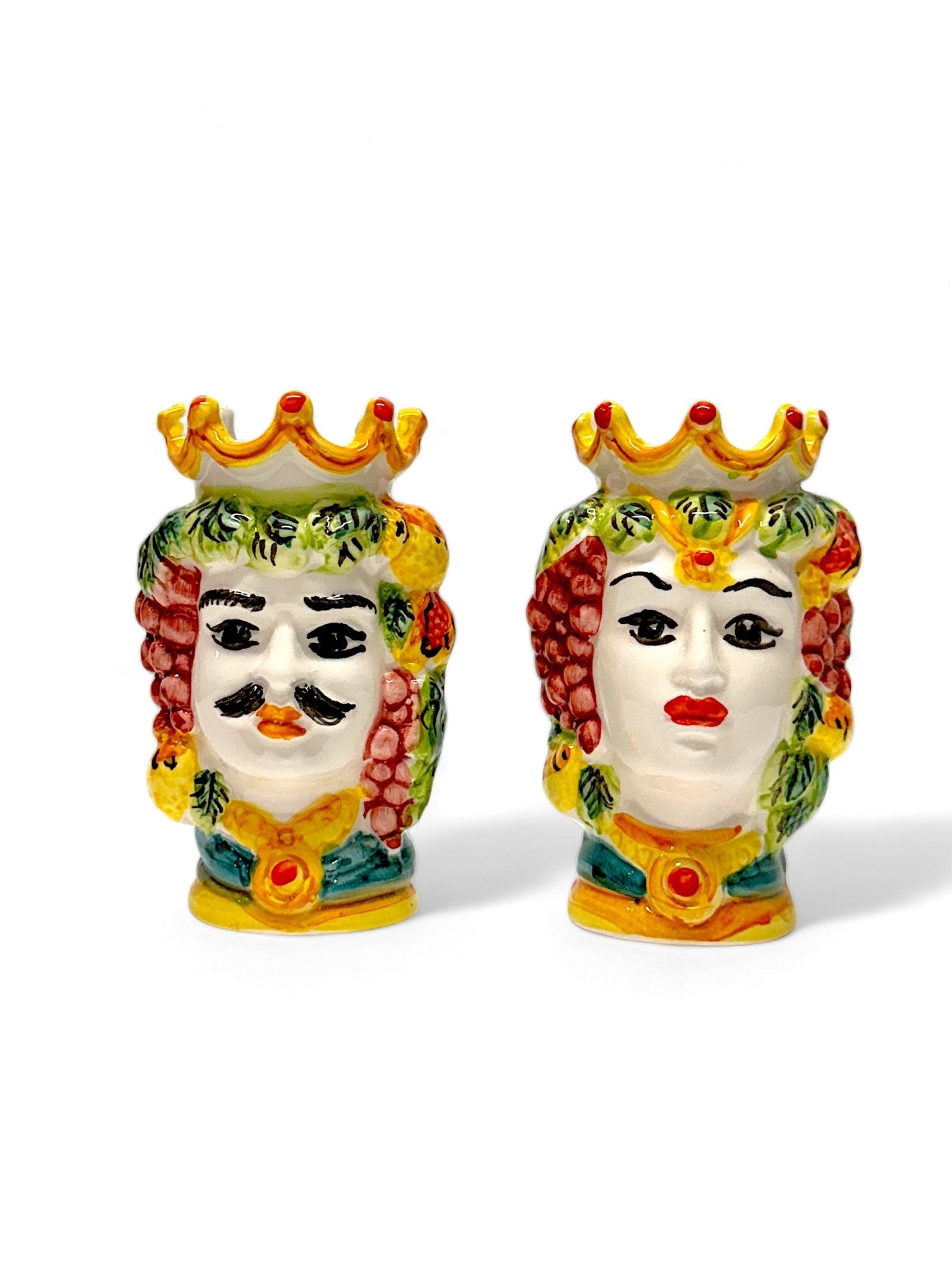 Pareja de cabezas de reyes sicilianos (13x9) petróleo - moruecoceramicas