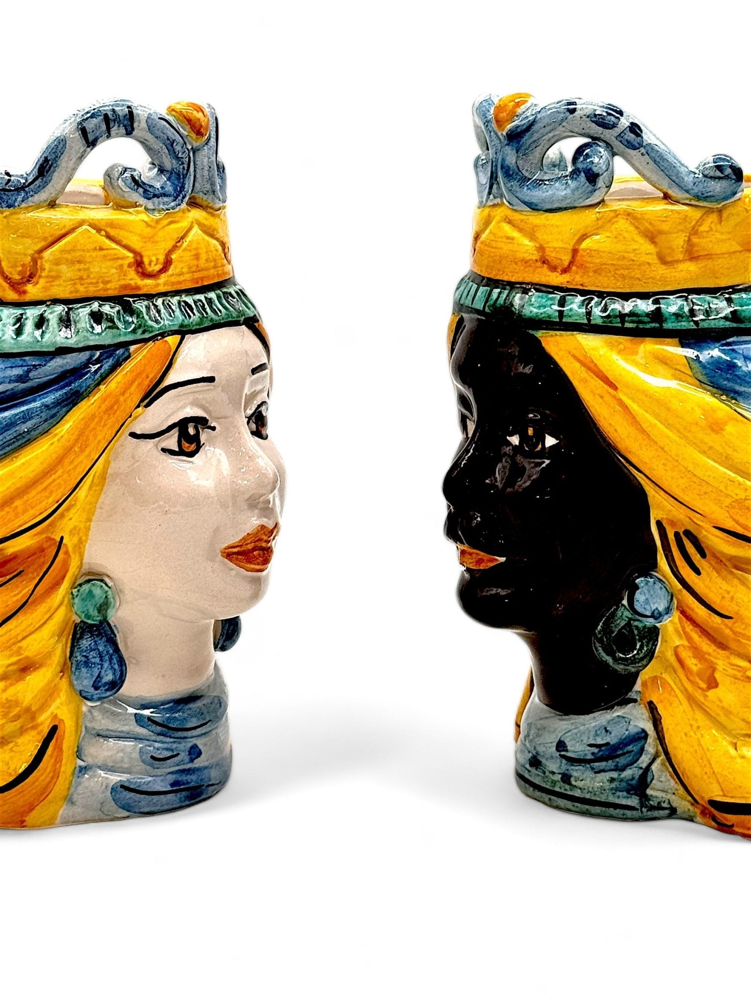 Pareja de cabezas de reyes sicilianos - moruecoceramicas