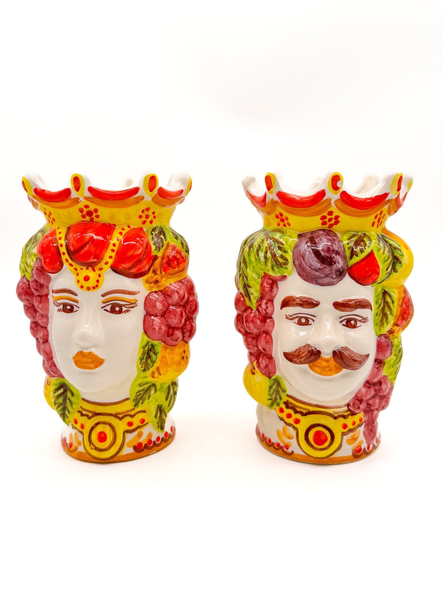 Pareja de cabezas de reyes sicilianos (19x13) - moruecoceramicas