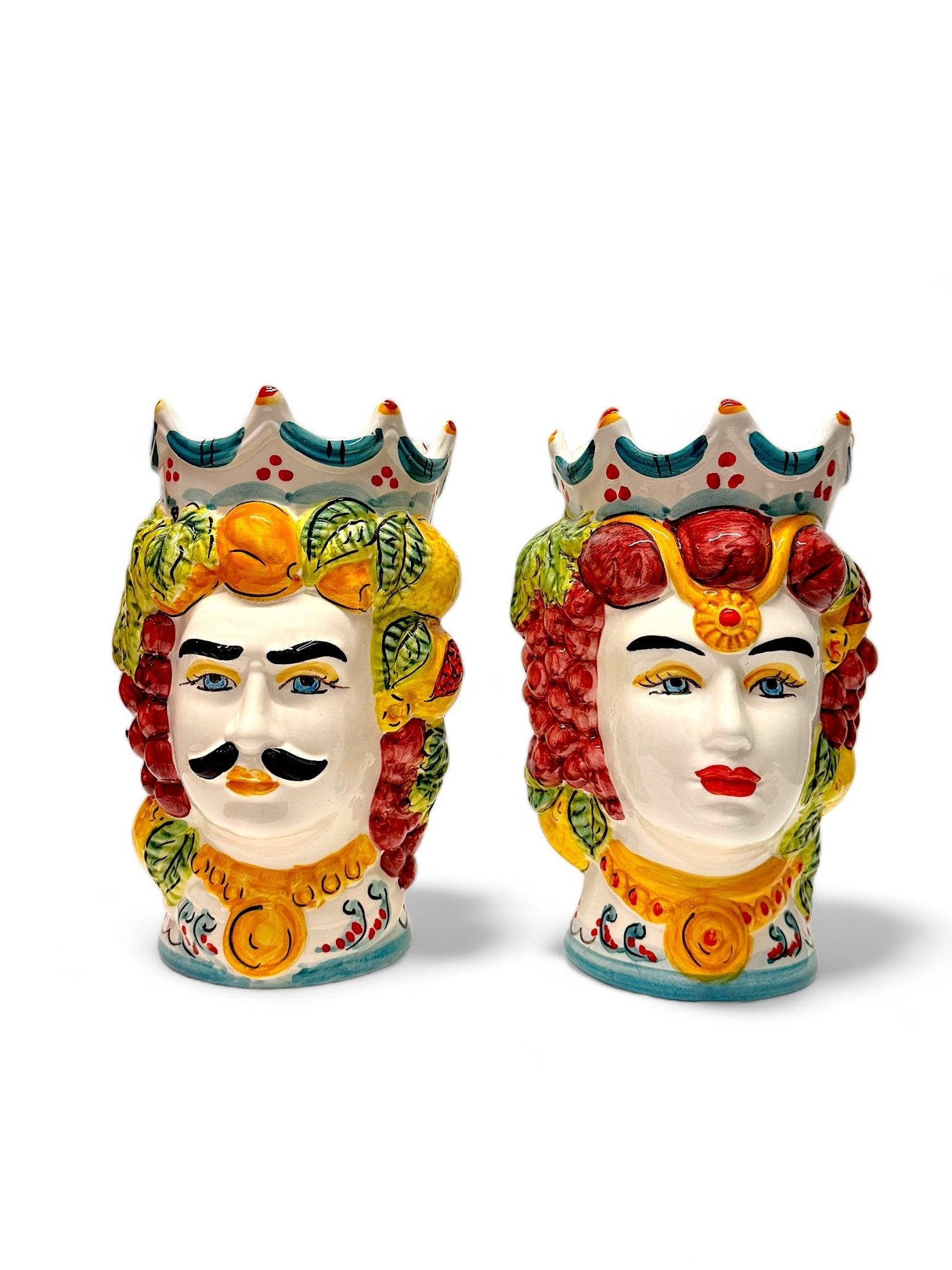 Pareja de cabezas de reyes sicilianos (25x20) - moruecoceramicas