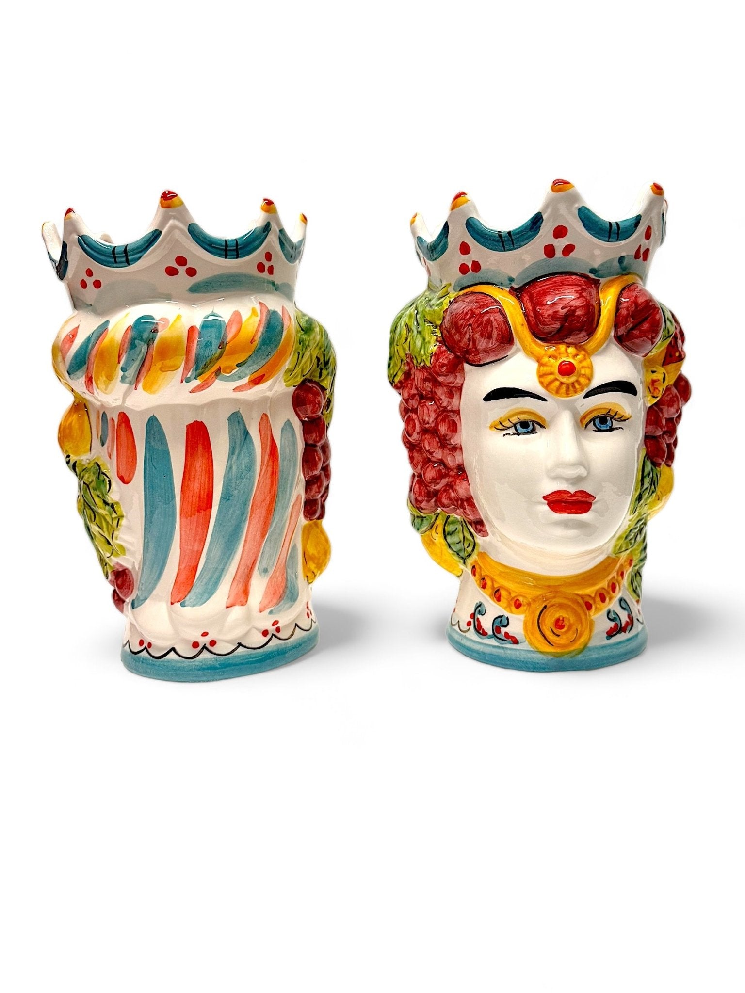 Pareja de cabezas de reyes sicilianos (25x20) - moruecoceramicas