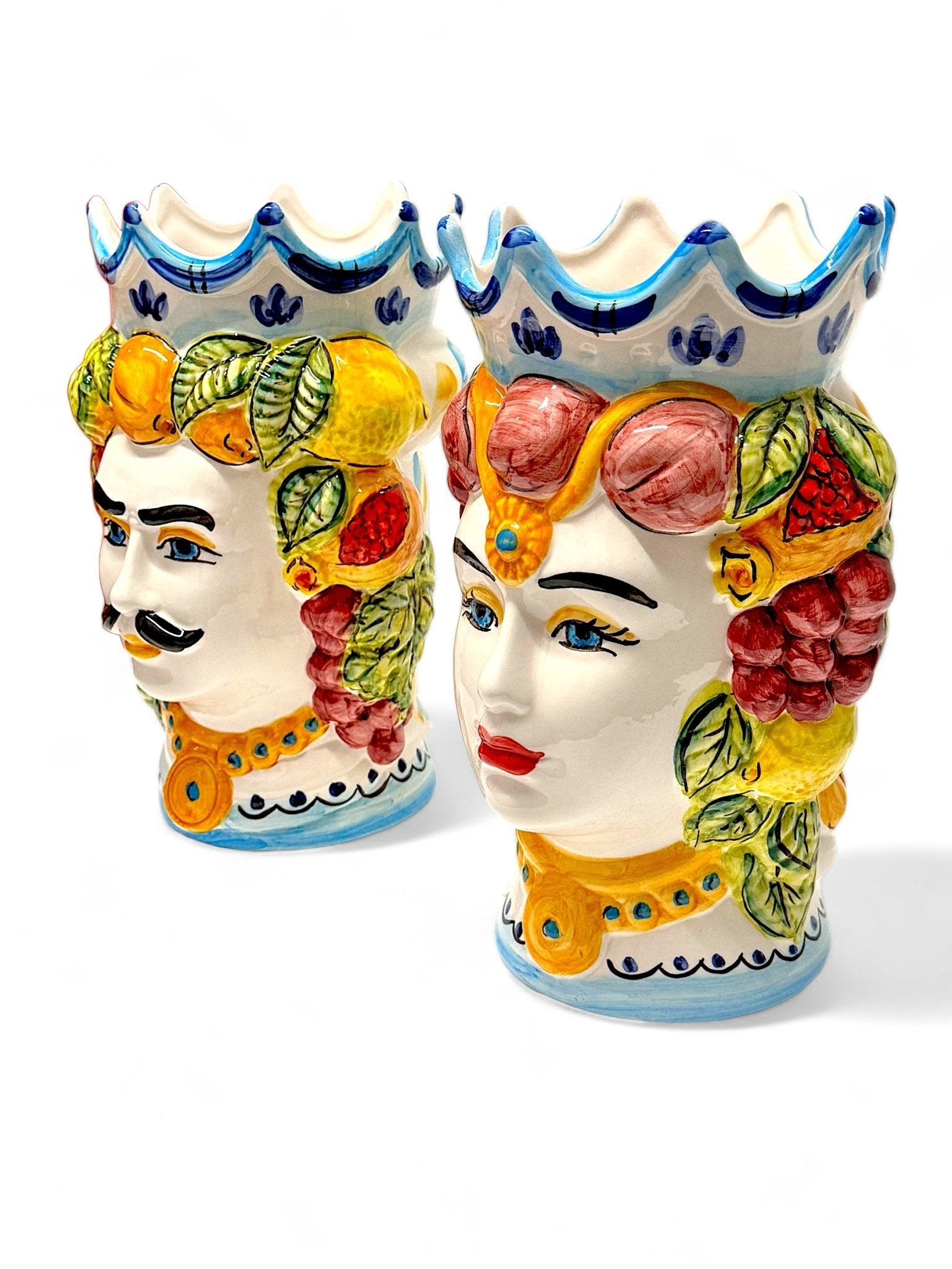 Pareja de cabezas de reyes sicilianos (25x20) - moruecoceramicas