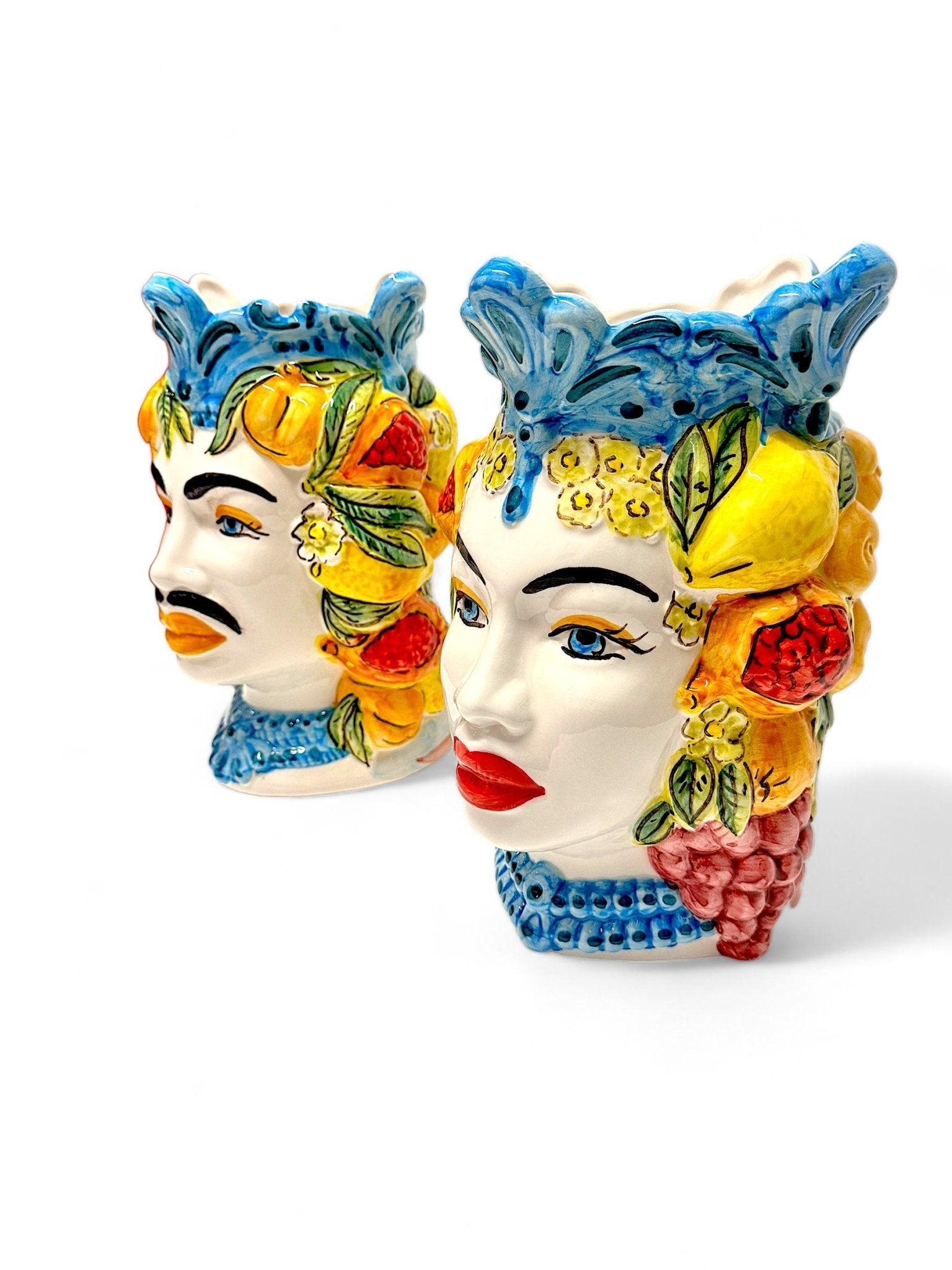 Pareja de cabezas de reyes sicilianos (25x20) - moruecoceramicas