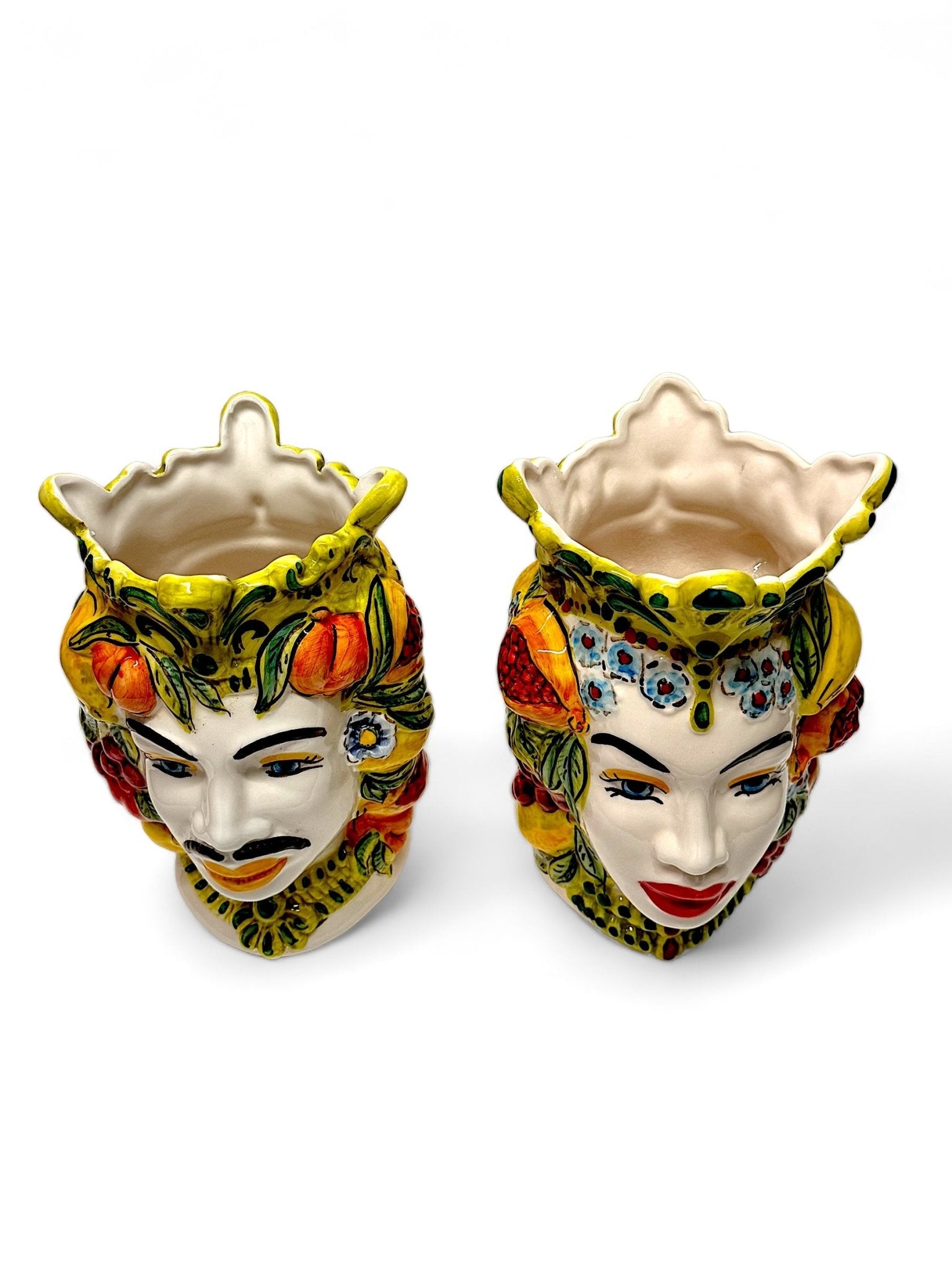 Pareja de cabezas de reyes sicilianos (25x20) - moruecoceramicas