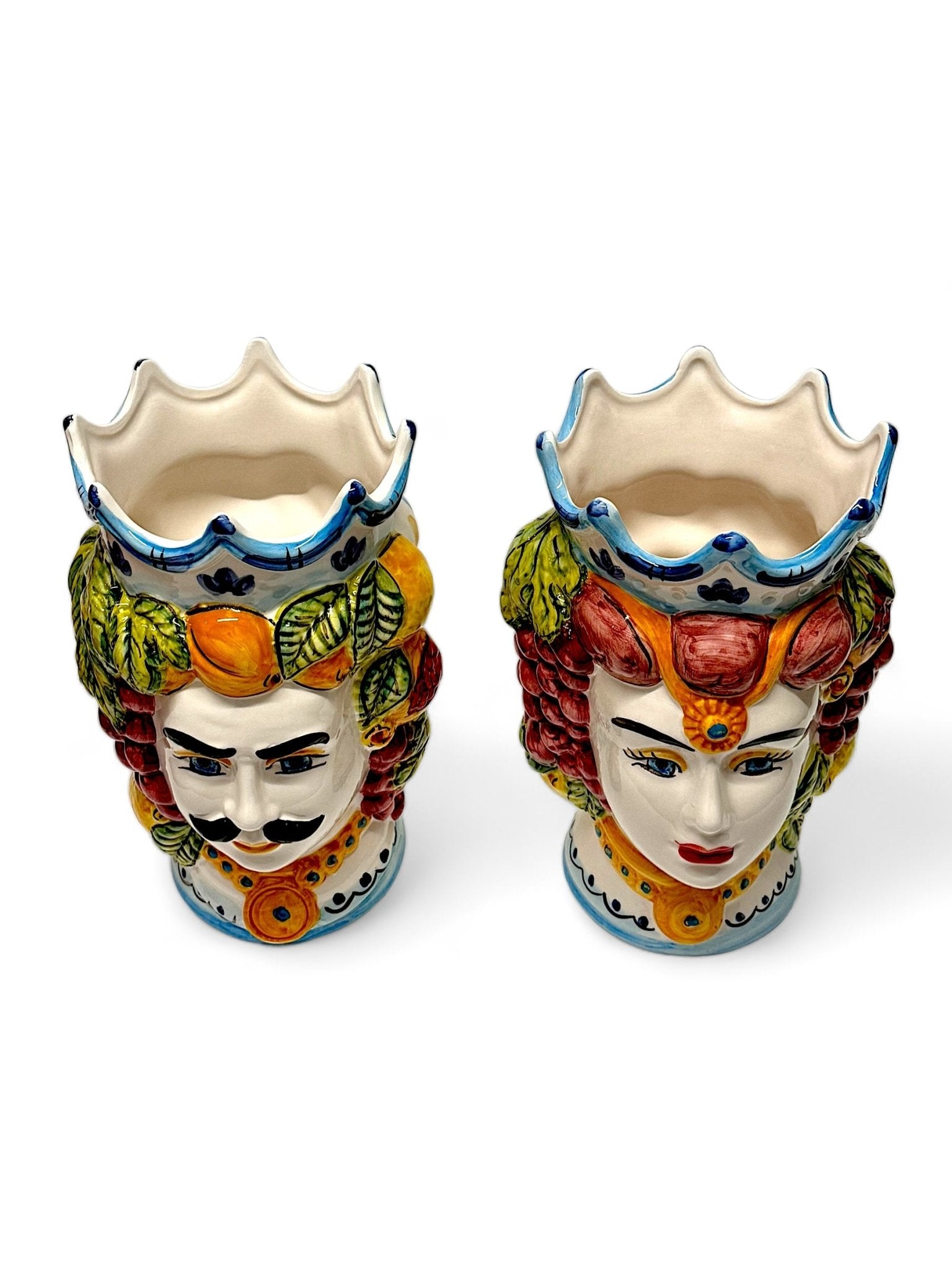 Pareja de cabezas de reyes sicilianos (25x20) - moruecoceramicas