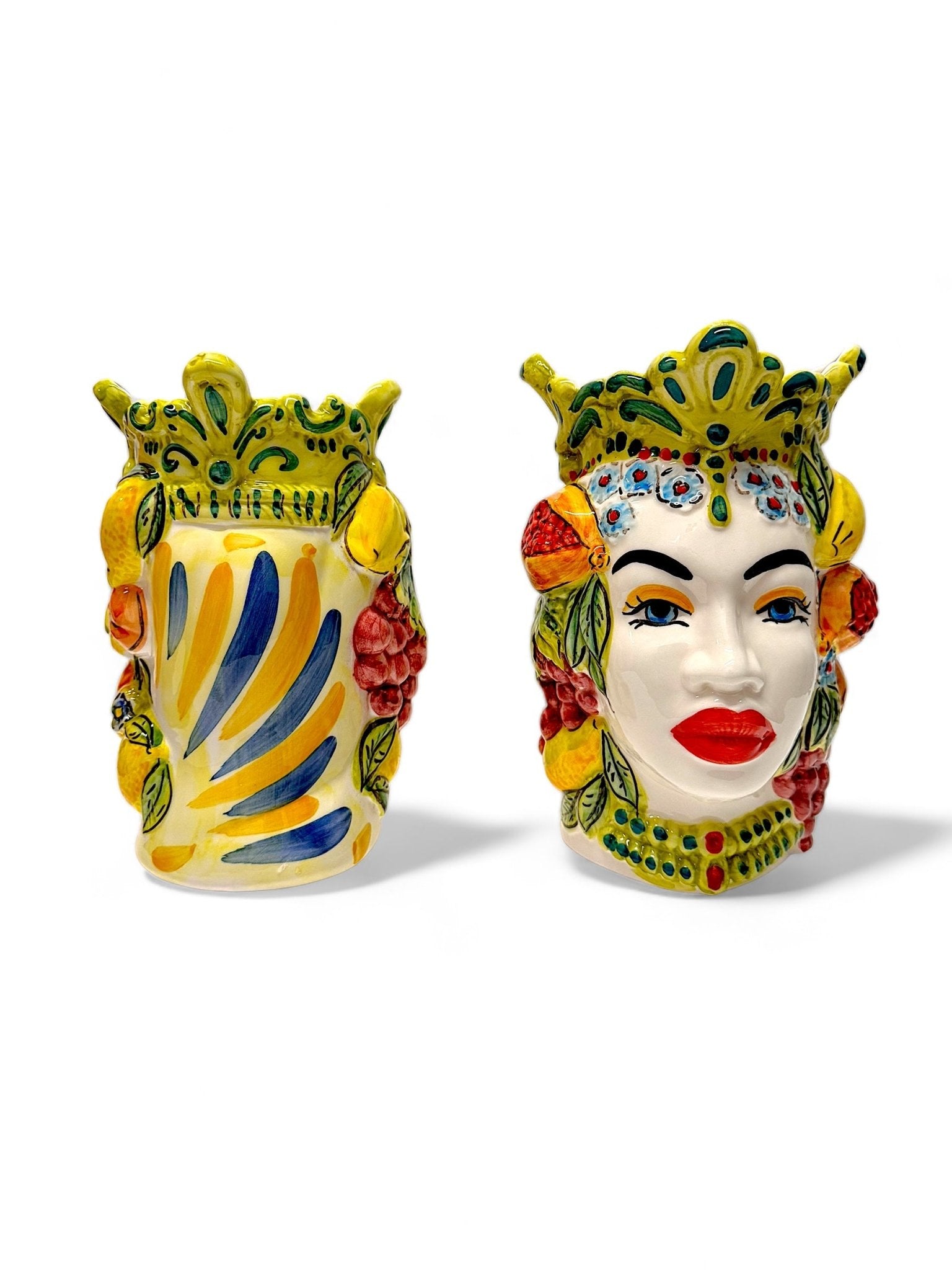 Pareja de cabezas de reyes sicilianos (25x20) - moruecoceramicas