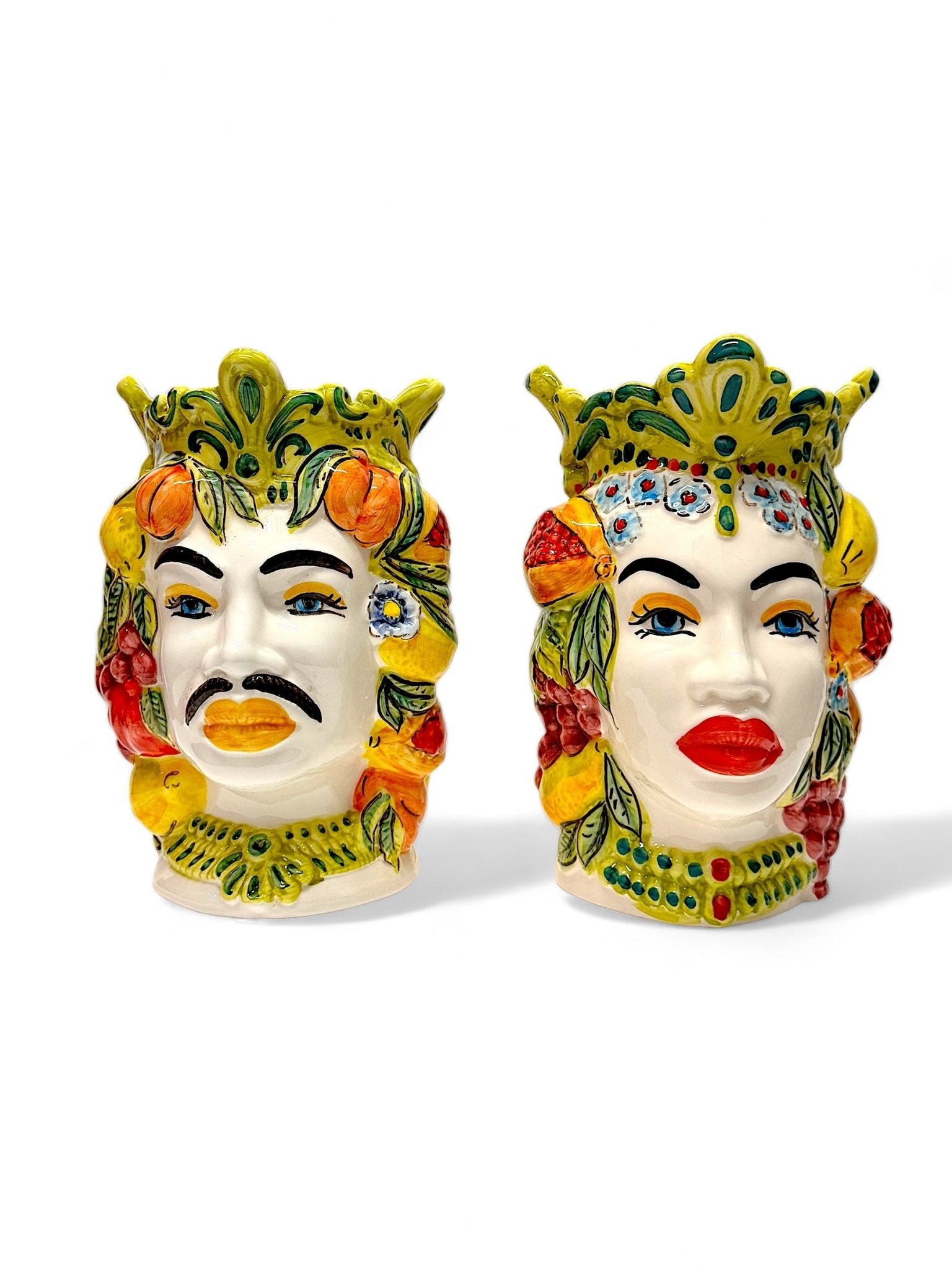 Pareja de cabezas de reyes sicilianos (25x20) - moruecoceramicas