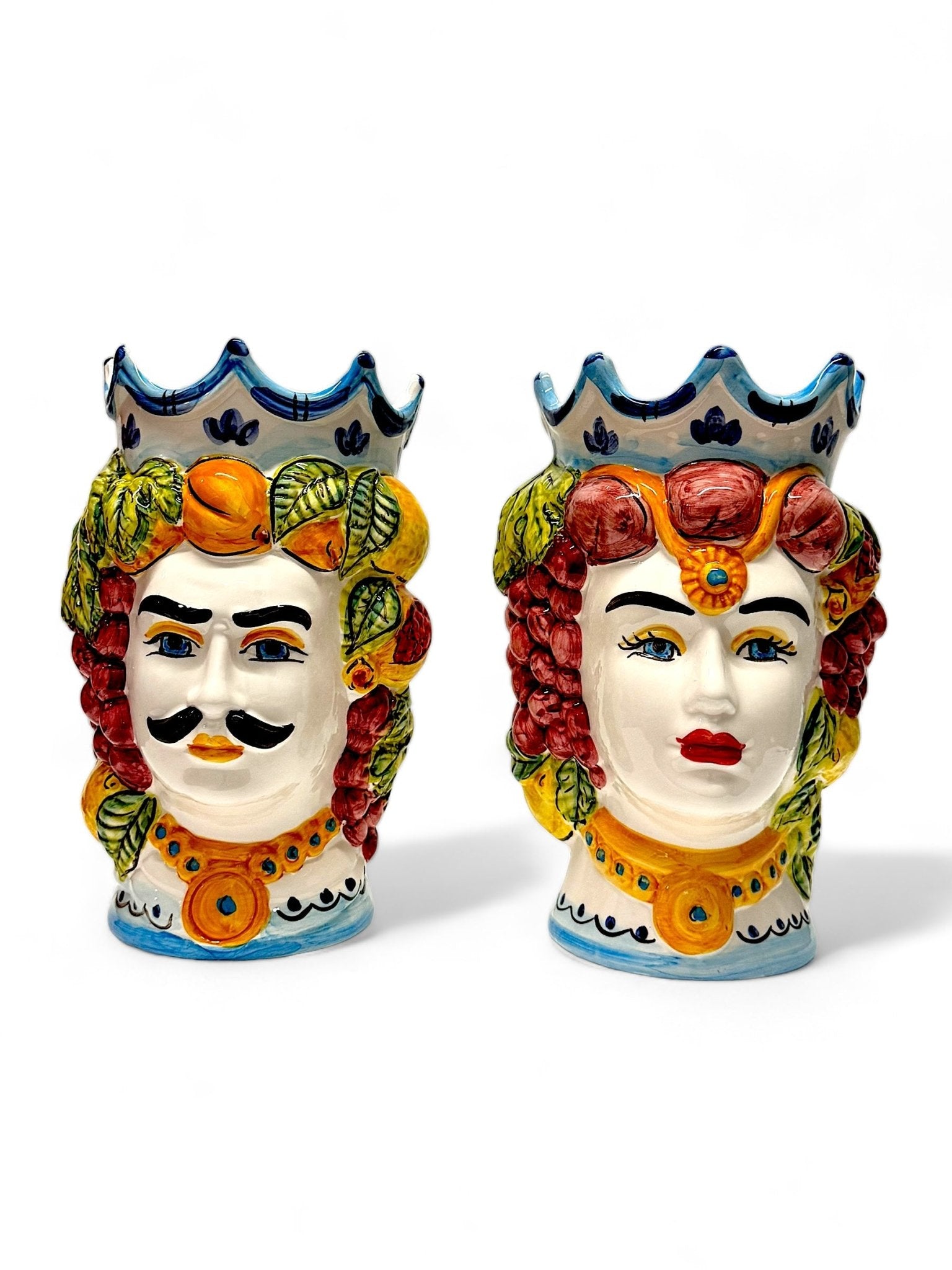 Pareja de cabezas de reyes sicilianos (25x20) - moruecoceramicas