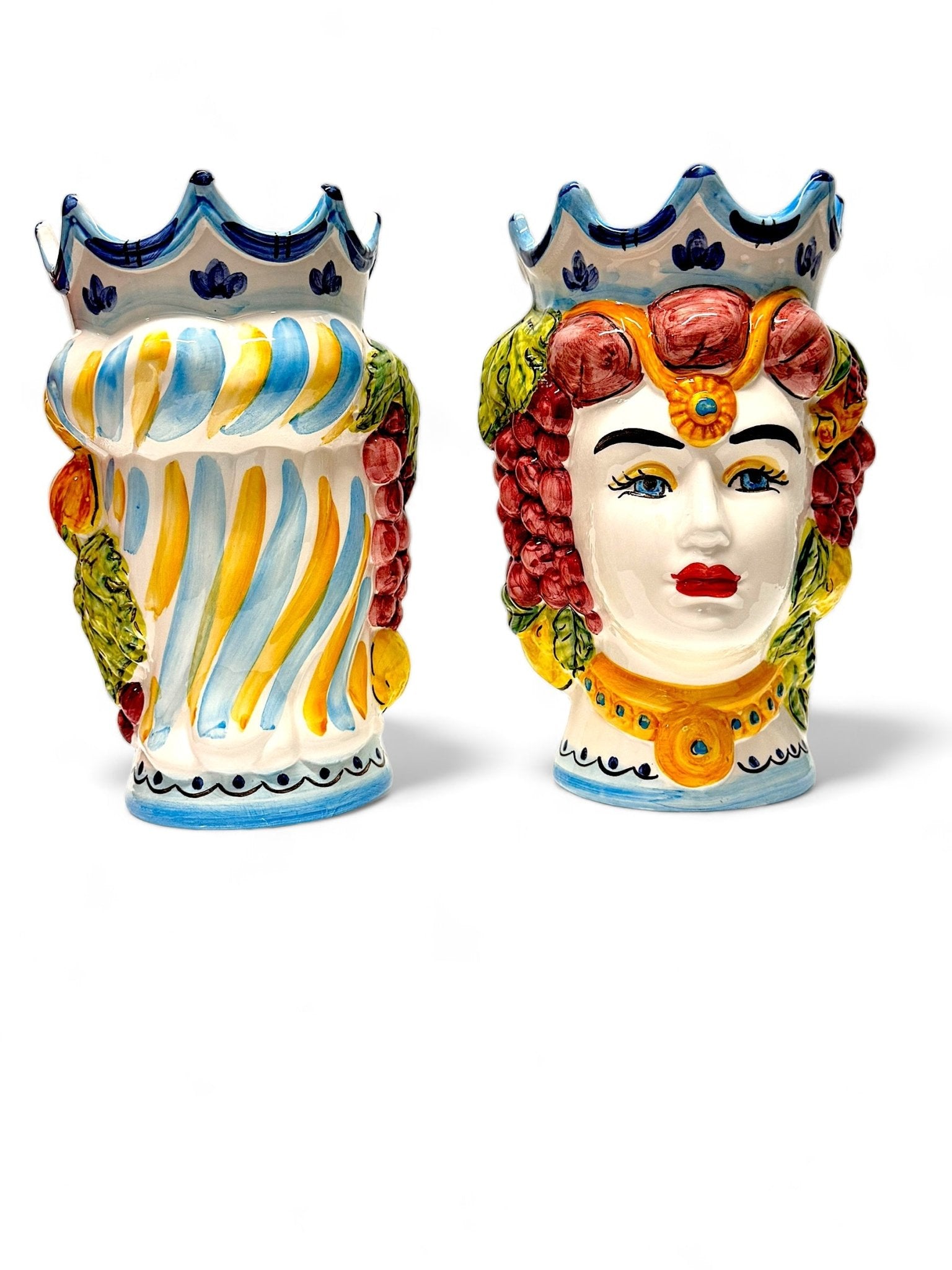 Pareja de cabezas de reyes sicilianos (25x20) - moruecoceramicas