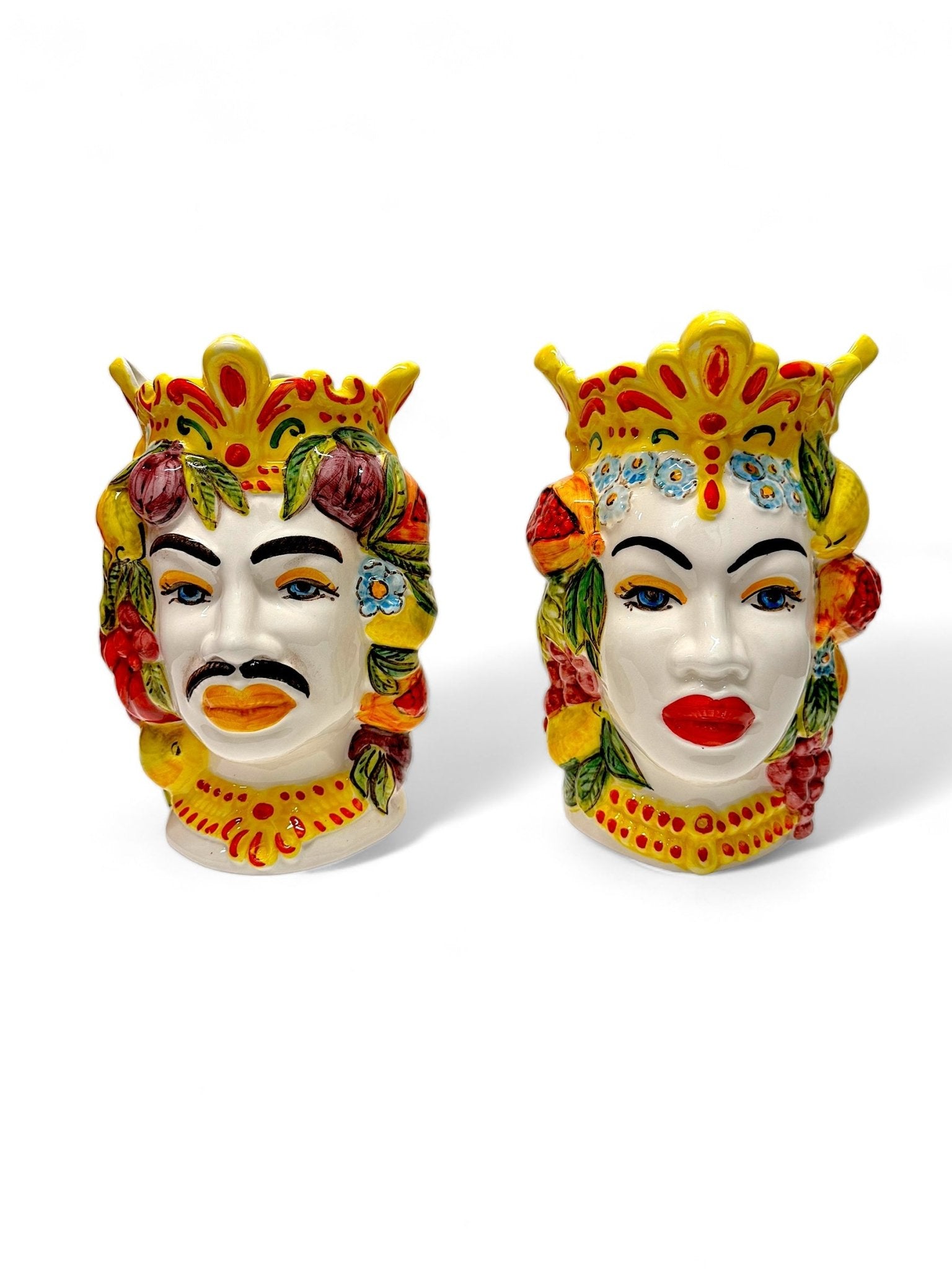 Pareja de cabezas de reyes sicilianos (25x20) - moruecoceramicas