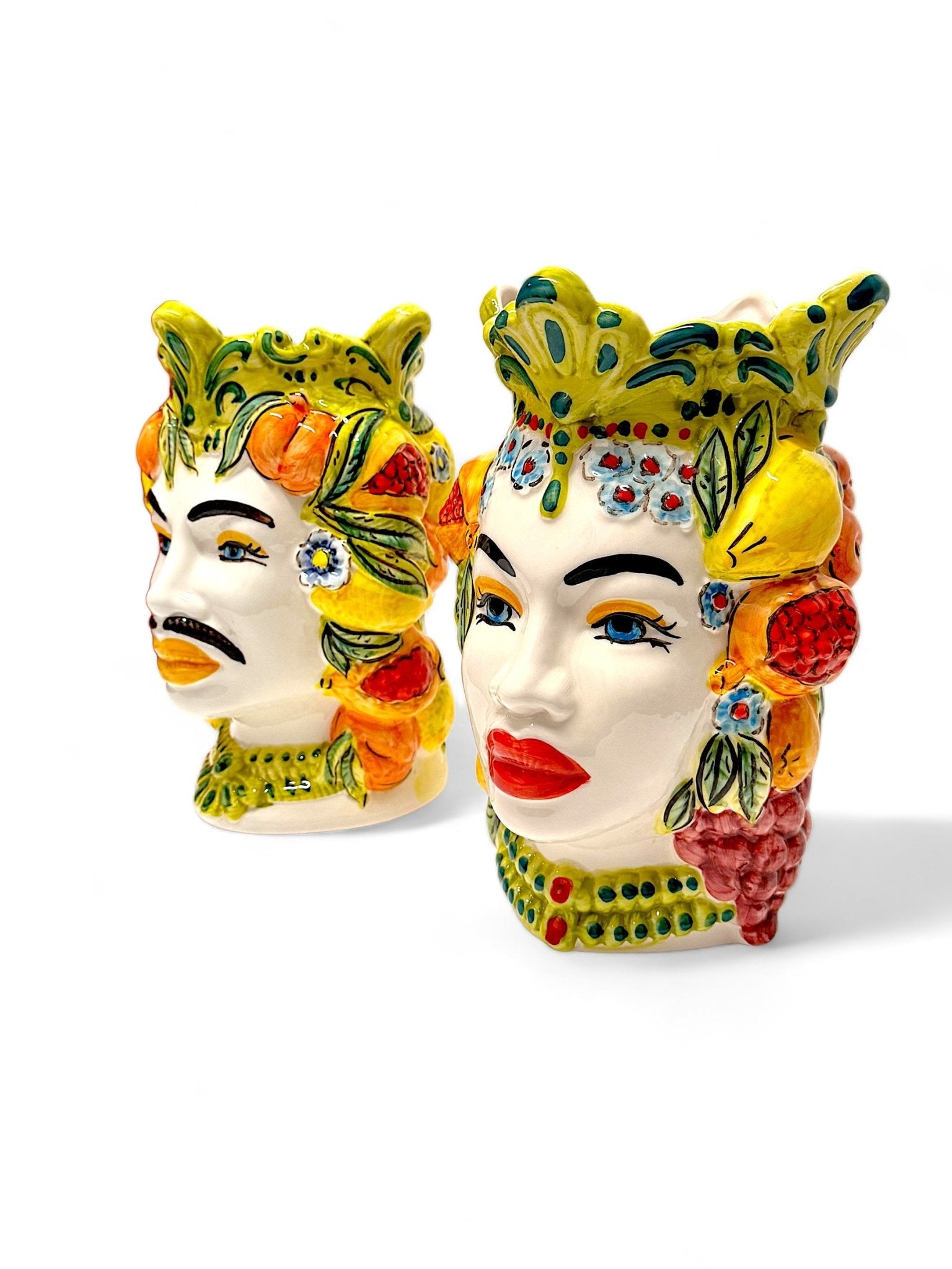 Pareja de cabezas de reyes sicilianos (25x20) - moruecoceramicas