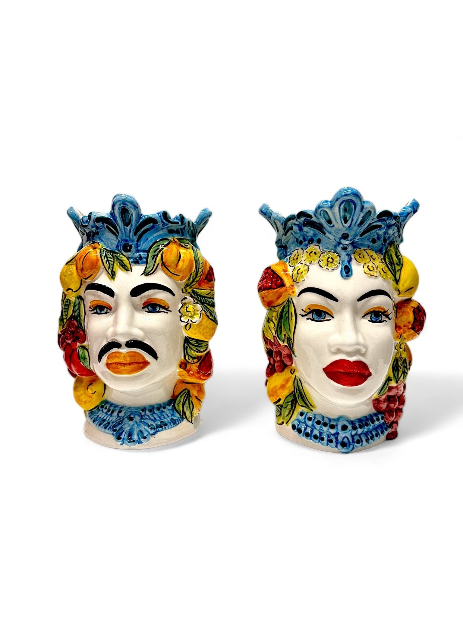 Pareja de cabezas de reyes sicilianos (25x20) - moruecoceramicas