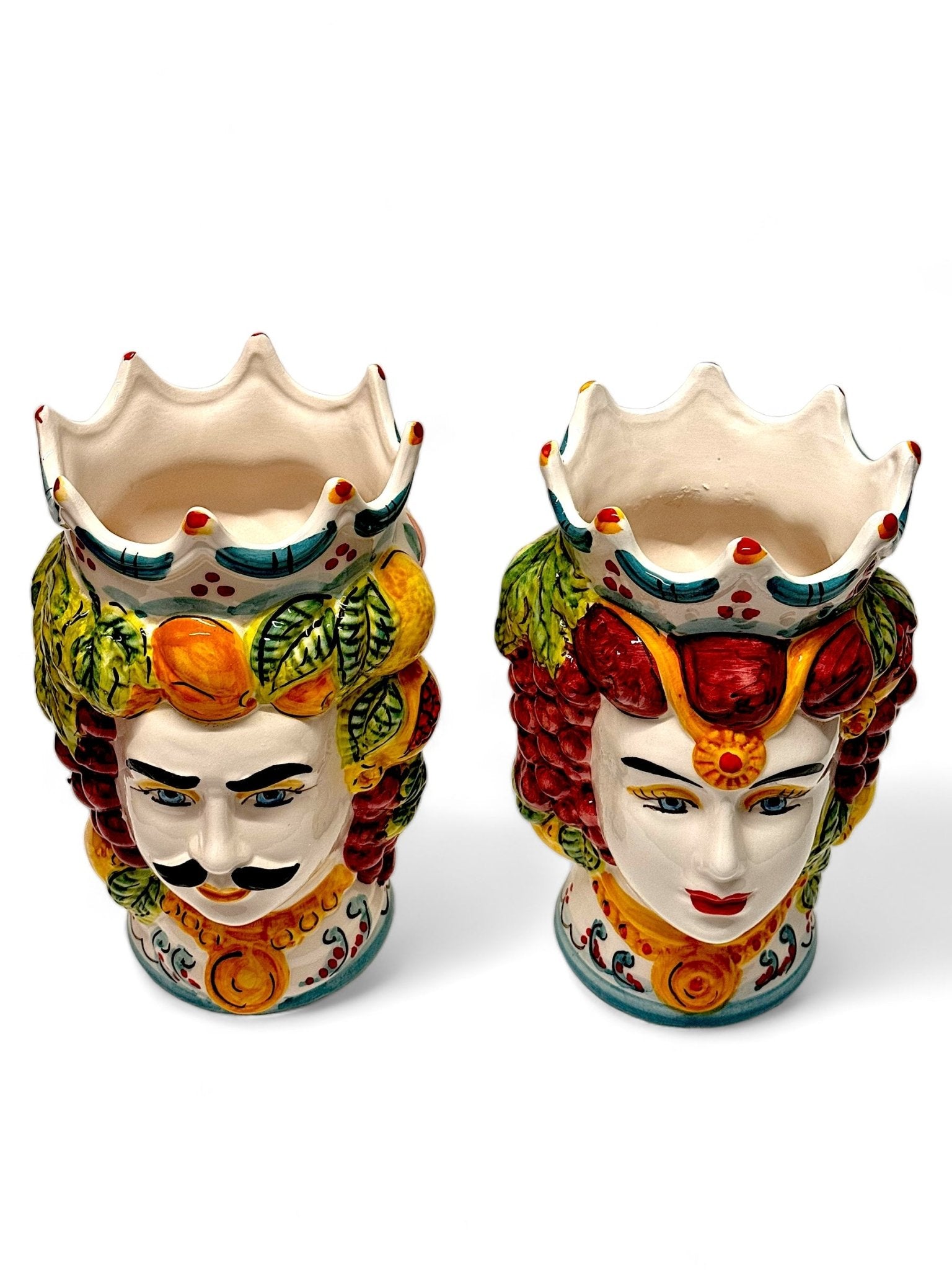 Pareja de cabezas de reyes sicilianos (25x20) - moruecoceramicas
