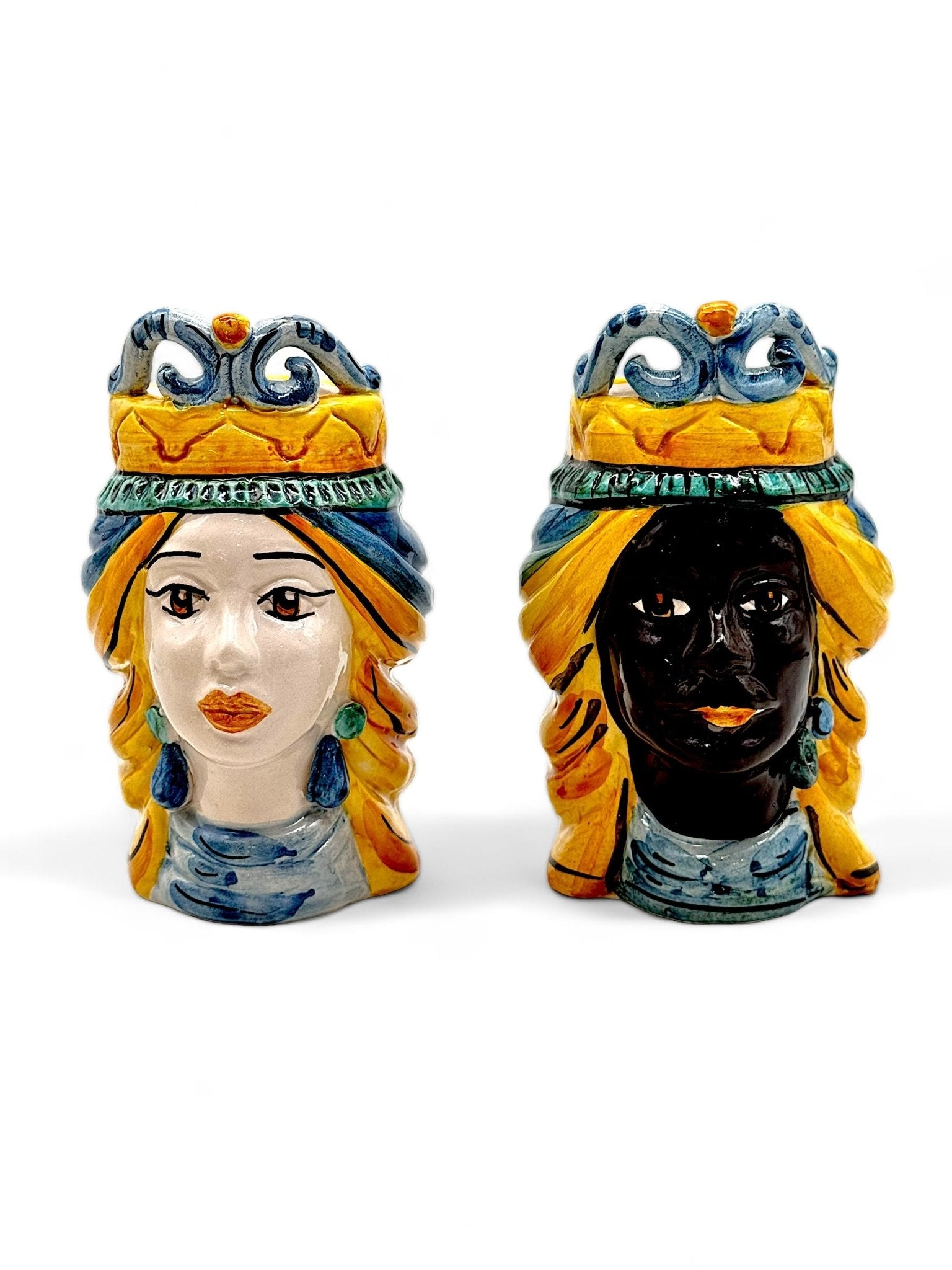 Pareja de cabezas de reyes sicilianos - moruecoceramicas