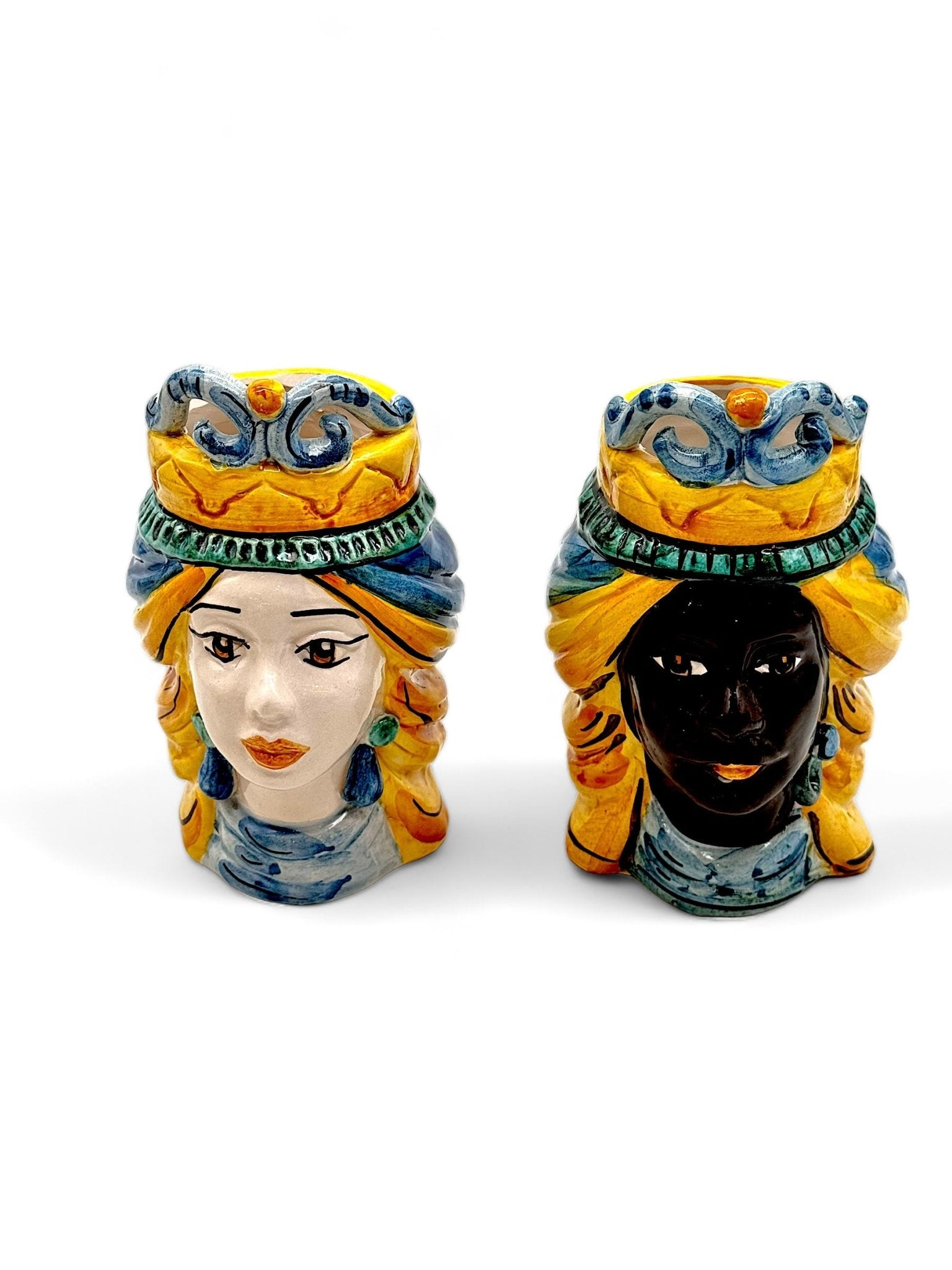Pareja de cabezas de reyes sicilianos - moruecoceramicas