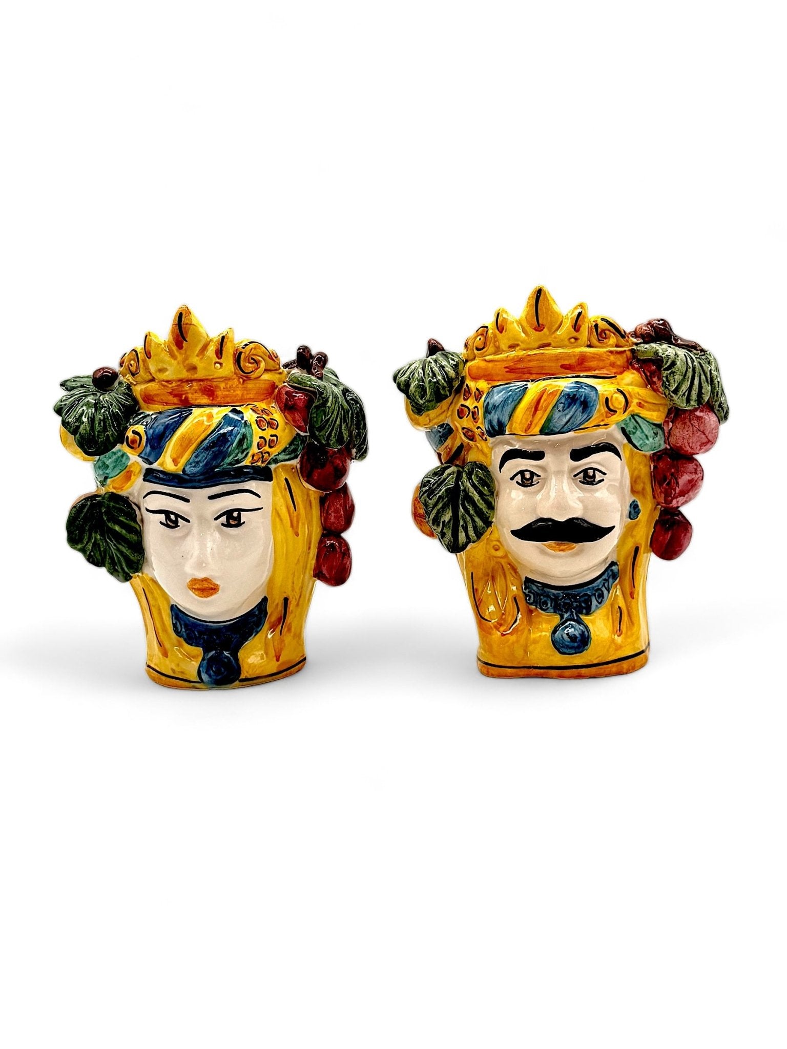 Pareja de cabezas de reyes sicilianos Limones y Uvas - moruecoceramicas