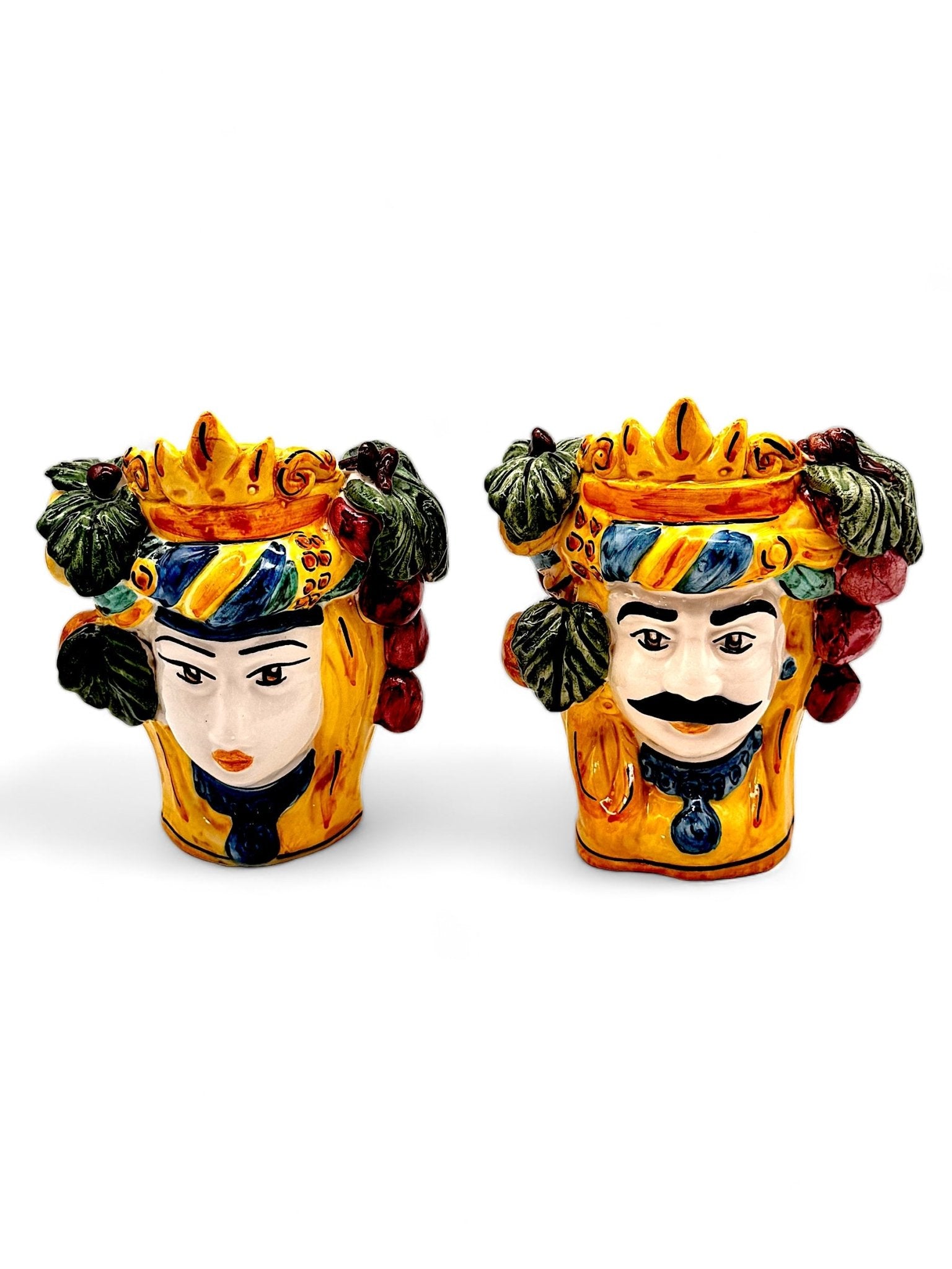 Pareja de cabezas de reyes sicilianos Limones y Uvas - moruecoceramicas