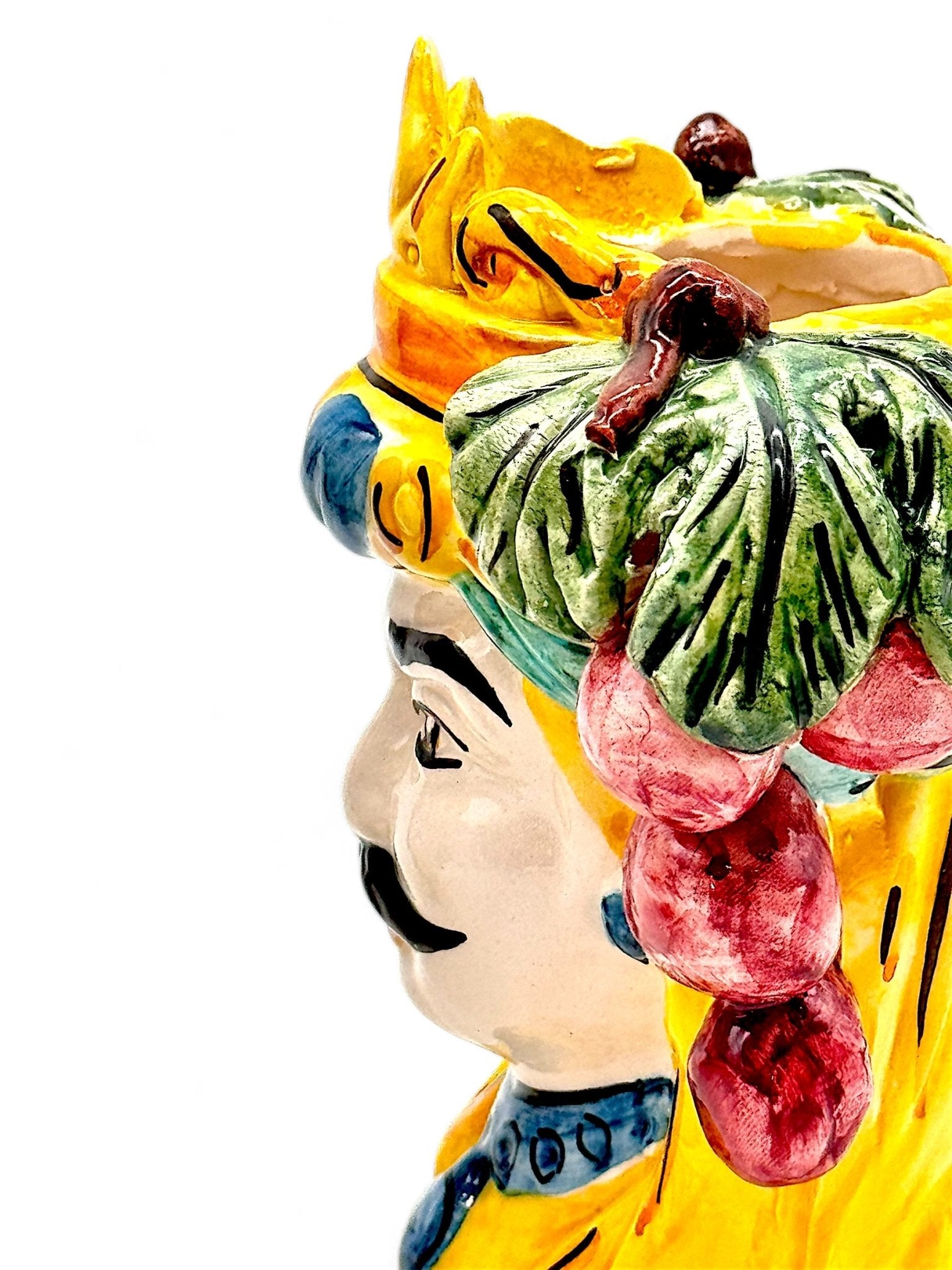 Pareja de cabezas de reyes sicilianos Limones y Uvas - moruecoceramicas