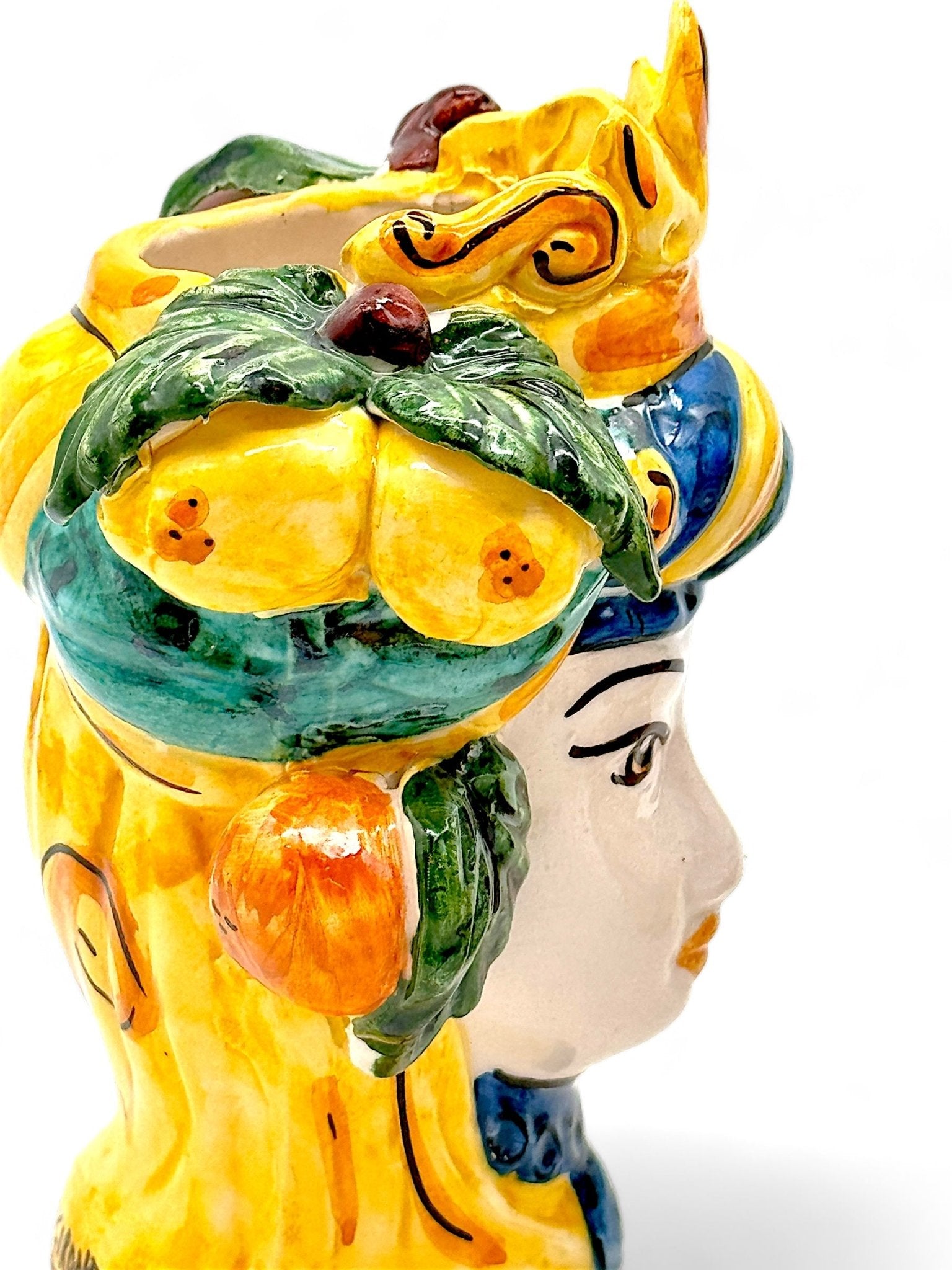 Pareja de cabezas de reyes sicilianos Limones y Uvas - moruecoceramicas