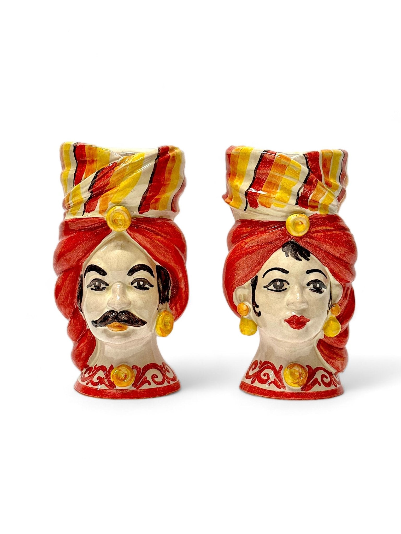 Pareja de Cabezas - Florero Sicilianas Rojas - moruecoceramicas