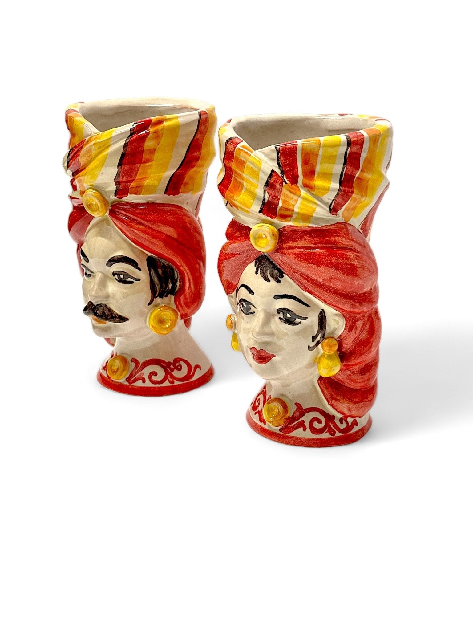 Pareja de Cabezas - Florero Sicilianas Rojas - moruecoceramicas